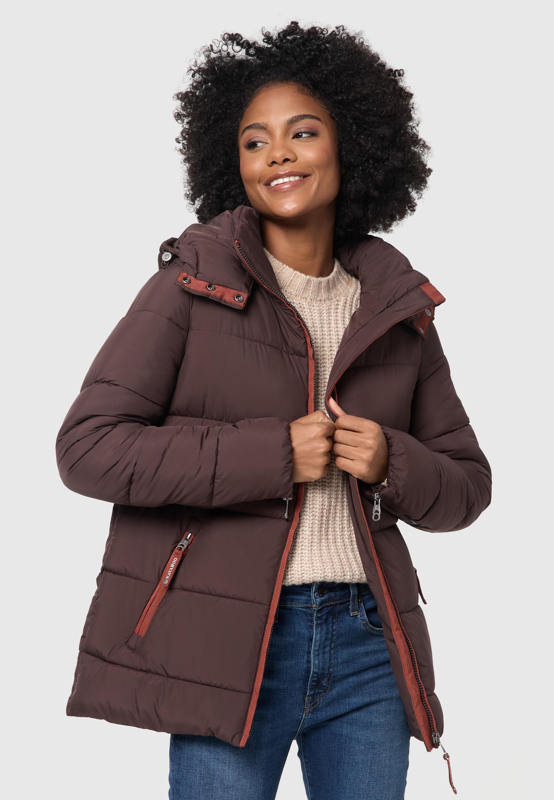 Navahoo Winterjacke »Wattewölkchen«, mit Kapuze, Modische Damen Steppjacke mit kontrastfarbenen Details