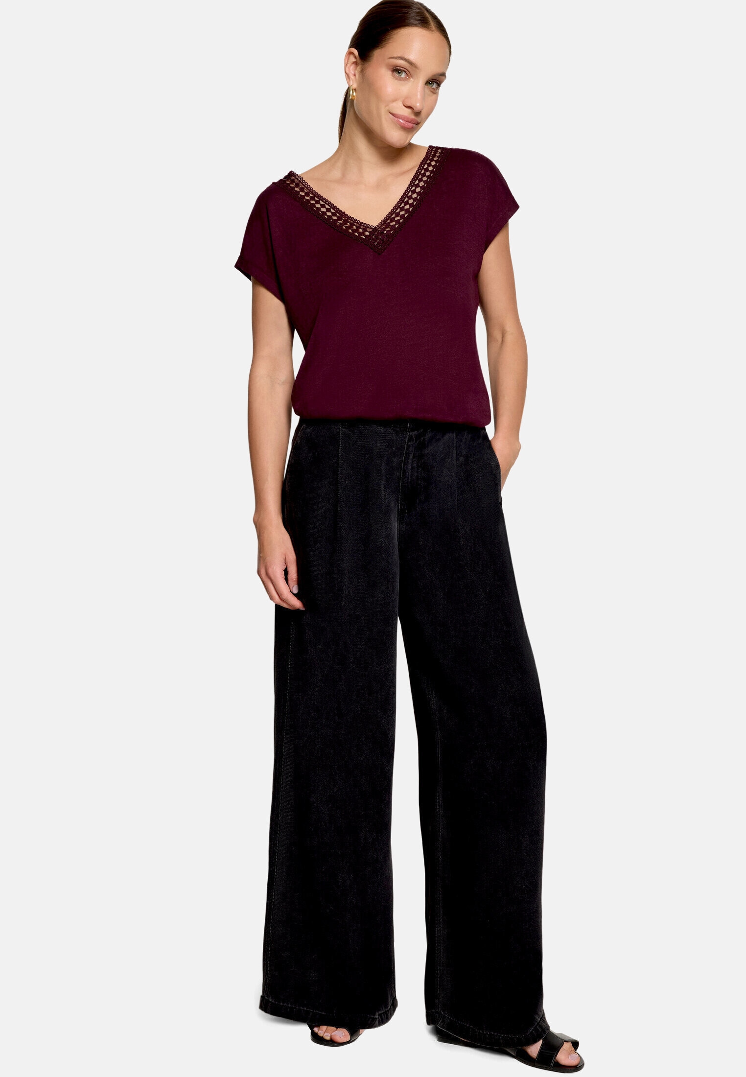 Zero T-Shirt »Damen mit V-Ausschnitt« 1 Spitze