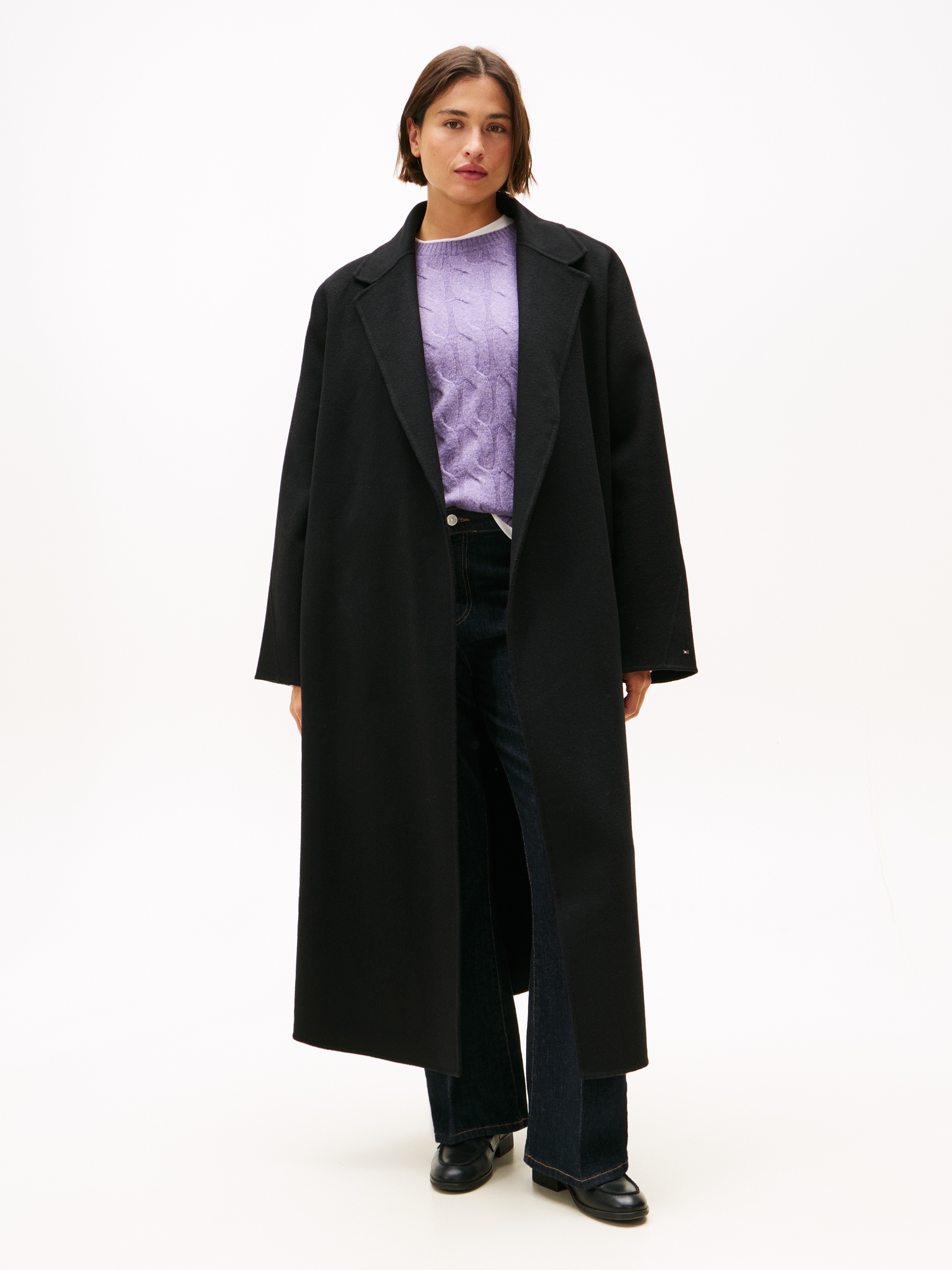 Tommy Hilfiger Curve Kurzmantel »CRV DF WOOL REG BELTED MIDI COAT«, in großen Größen, aus reiner Wolle