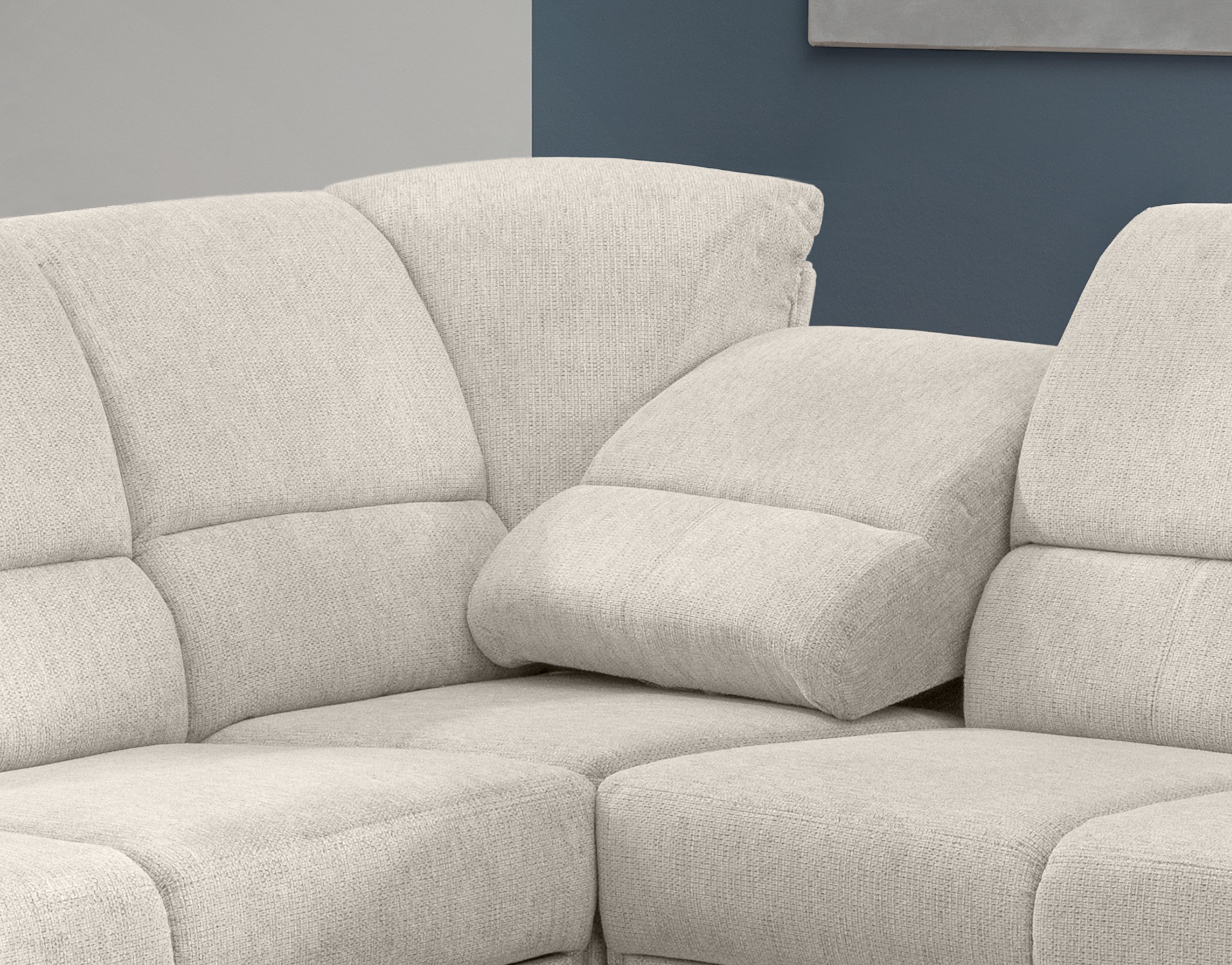 Home affaire Ecksofa »Pisa L-Form, mit Schlaffunktion, Stauraum, 2x höhenverstellbare«, Kopfstützen und Relaxfunktion im Eckelement