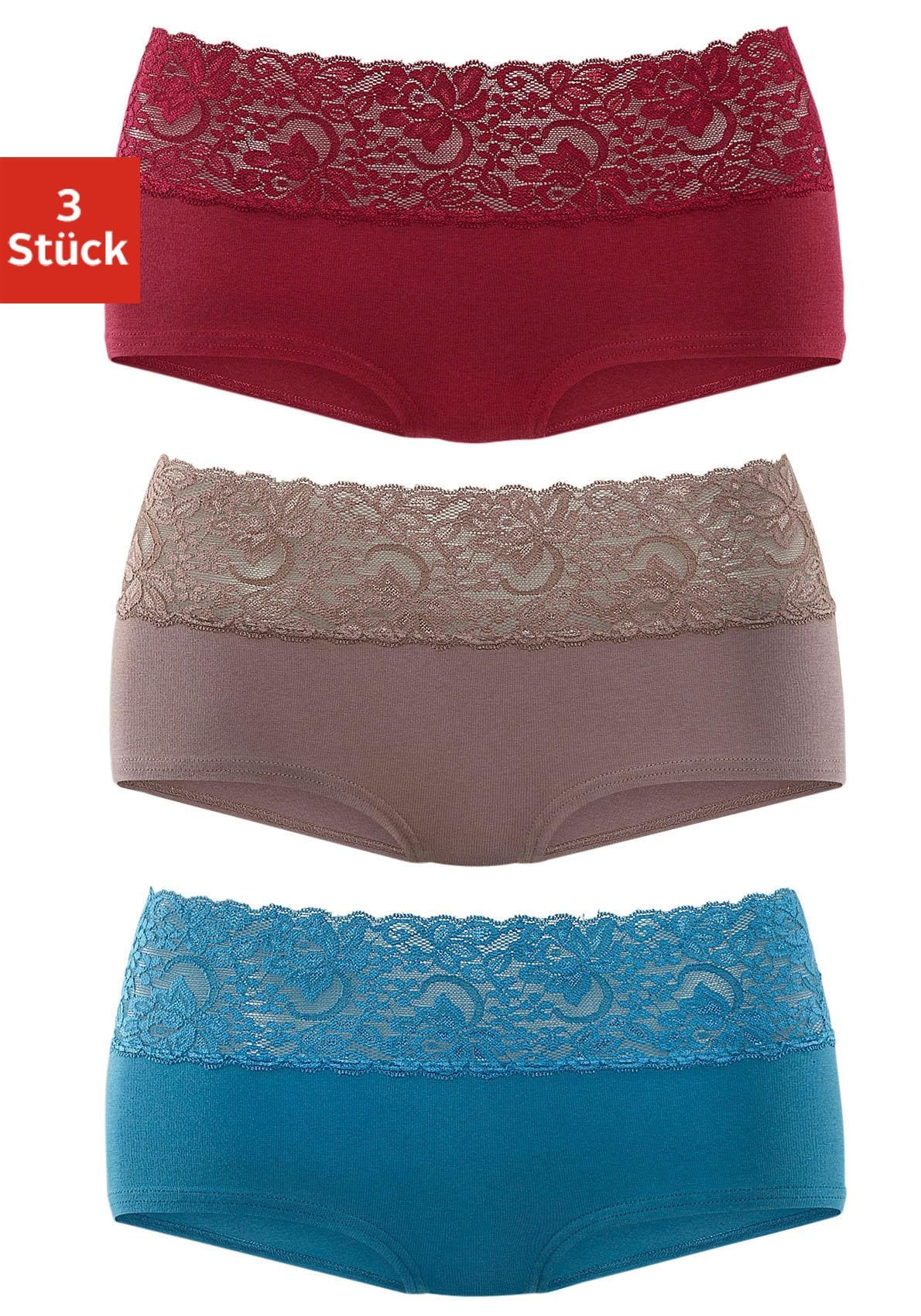 St.), mit | floraler (Packung, Vivance Panty, Baumwolle BAUR bestellen aus elastischer Spitze 3