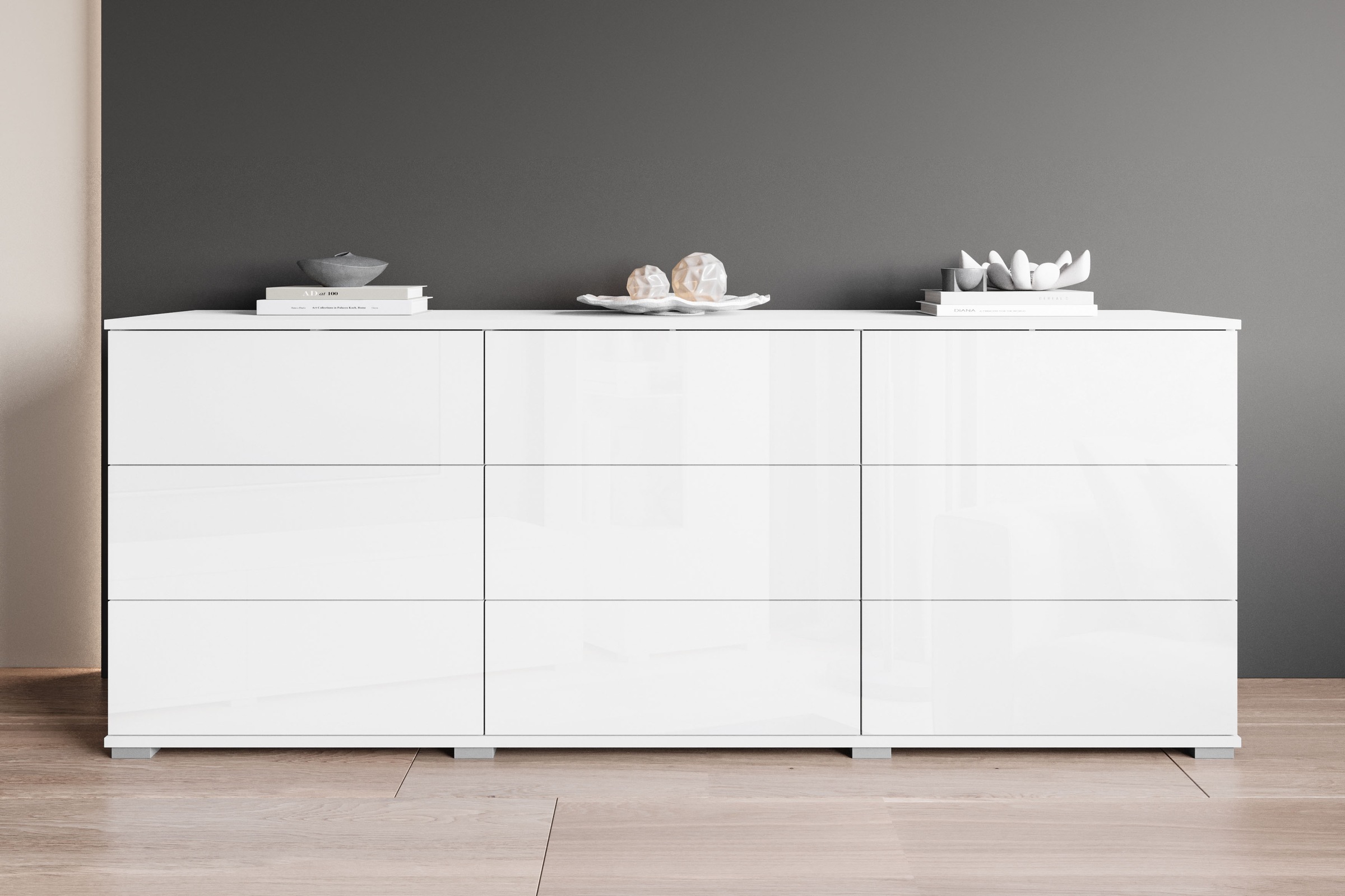 OTTO home Sideboard »Kenia, Kommode, 180 cm breit, mit 9 Schubladen« 1 Stk. tlg. Push-to-Open-System und großzügiger Stauraum