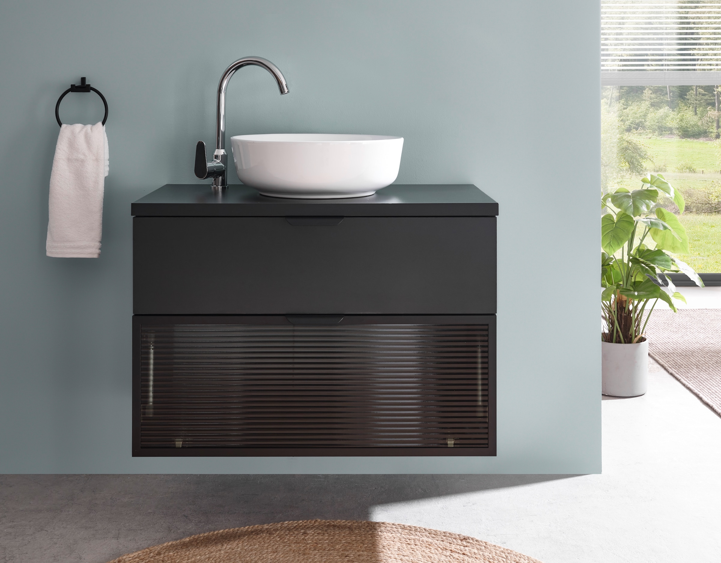 BASIC by Balculina Waschbeckenunterschrank »Diosa B/H/T 80x55x46 cm« 1 Stk. tlg. Breite 80cm, Softclose, Alurahmen