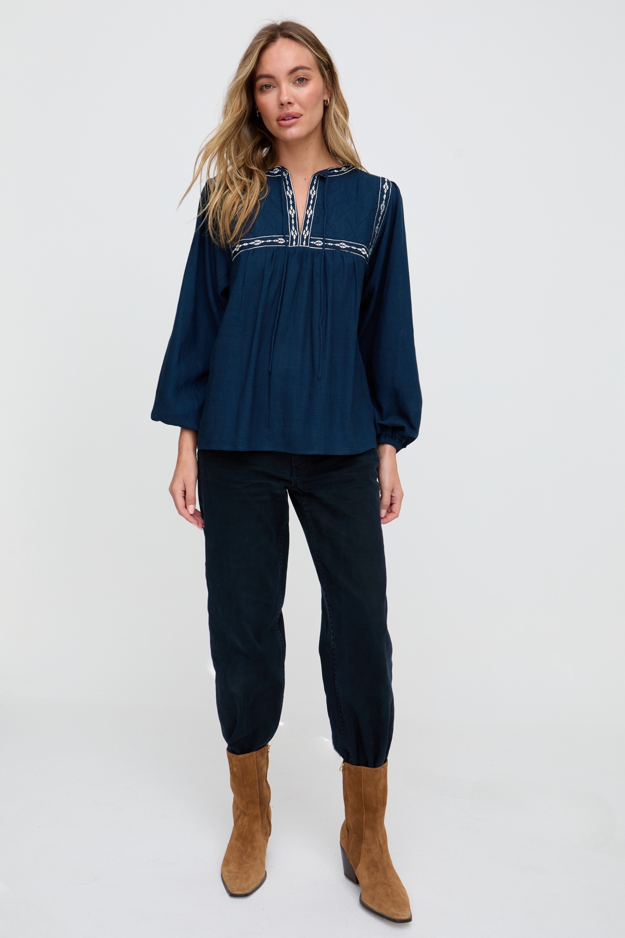 RAFFYA Hemdbluse »Baez Billowy Sleeve Blouse Damen«