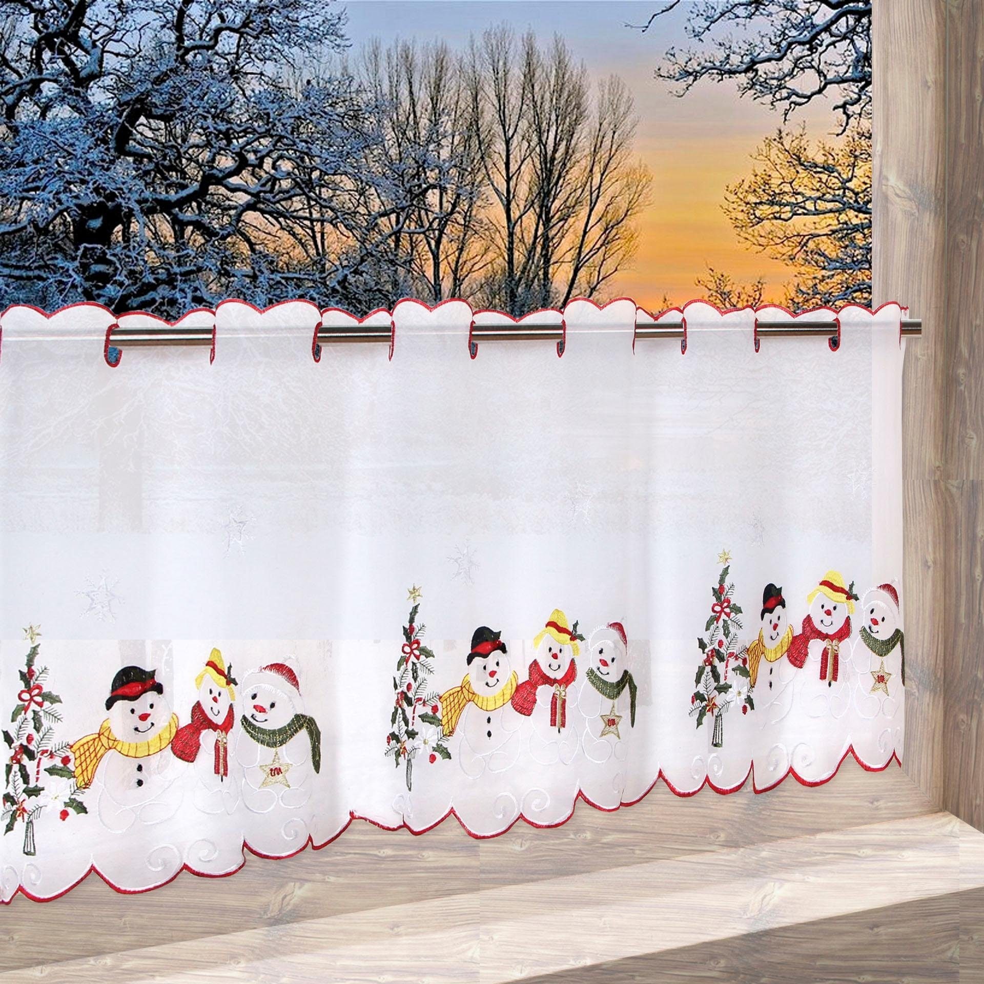 Delindo Lifestyle Scheibengardine "WEIHNACHTSMANN" Stangendurchzug 1 Stk. t günstig online kaufen