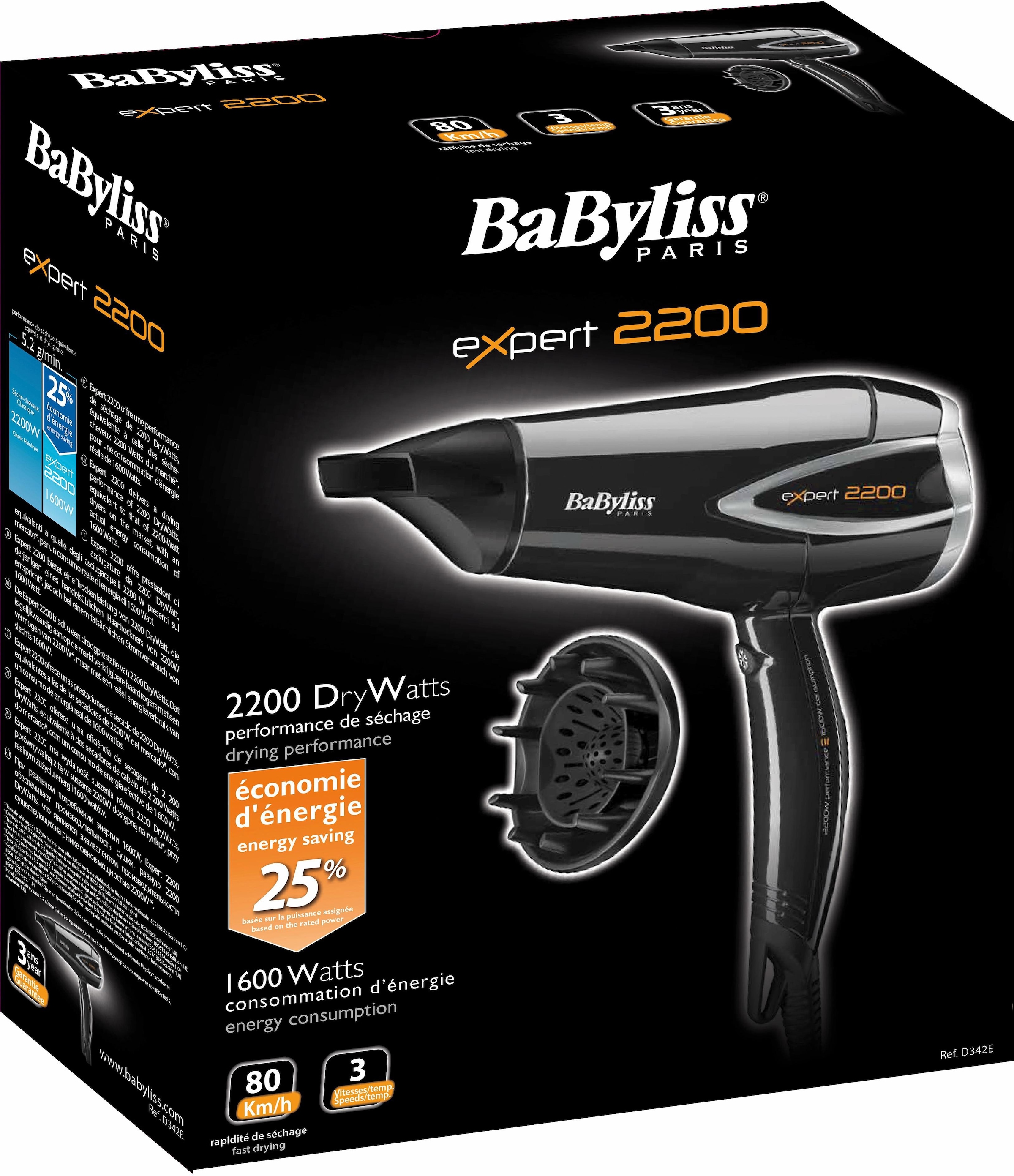 BaByliss Haartrockner »D342E«, 2300 W, 2 Aufsätze, energiesparend