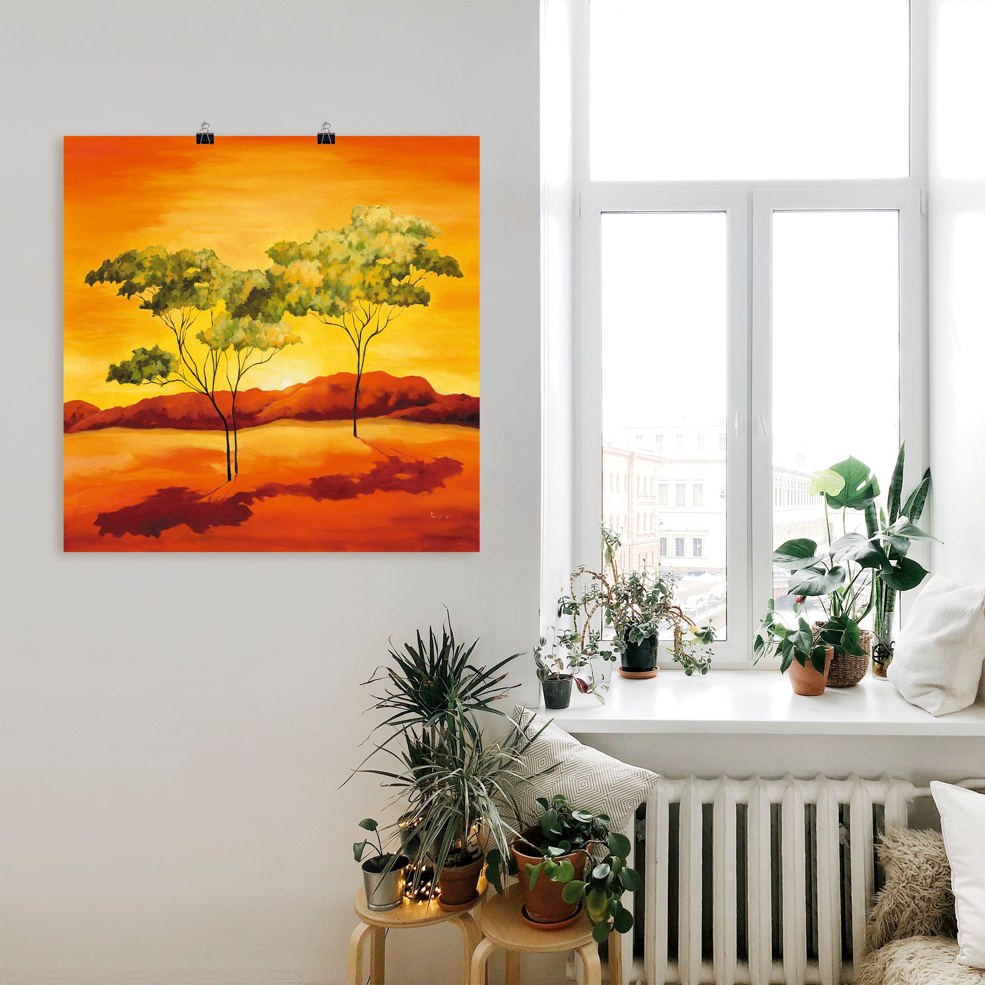 Artland Wandbild »Sonnenuntergang in der Steppe«, Afrika, (1 St.), als Leinwandbild, Poster in verschied. Größen