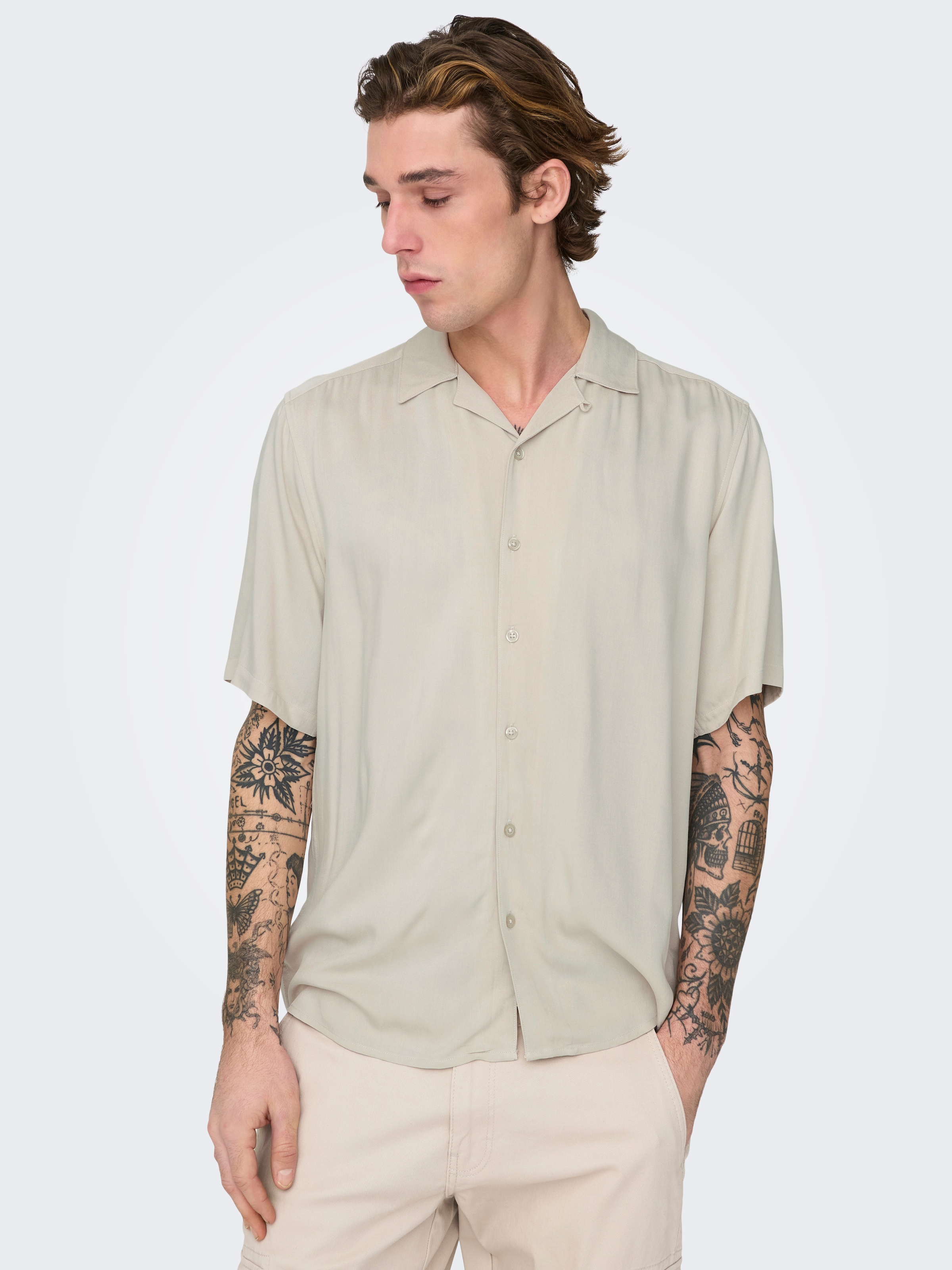 ONLY & SONS Kurzarmhemd »ONSDASH LIFE REG VISC RES SS SHIRT«