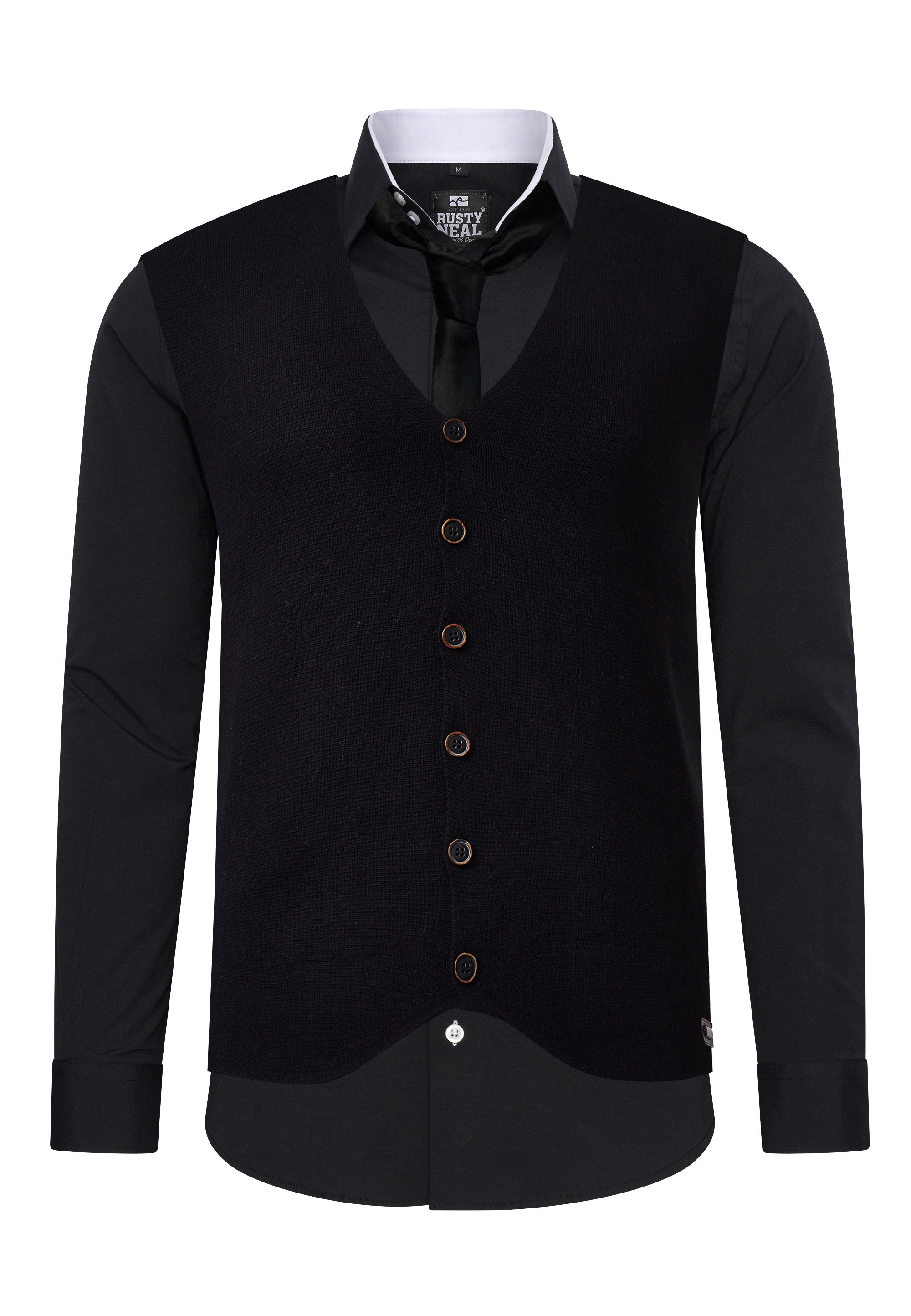 Rusty Neal Langarmhemd mit Weste und Krawatte