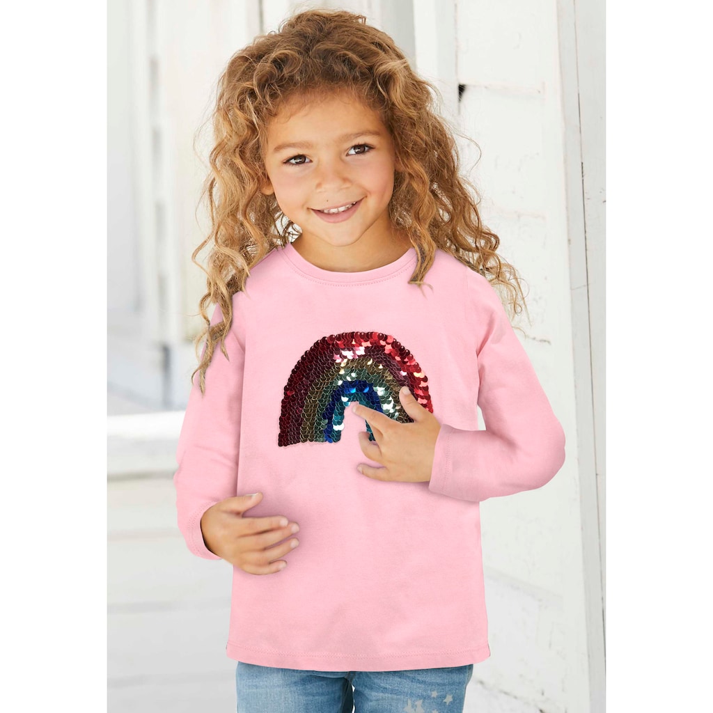 KIDSWORLD Langarmshirt »Regenbogen«, mit Wende-Pailletten