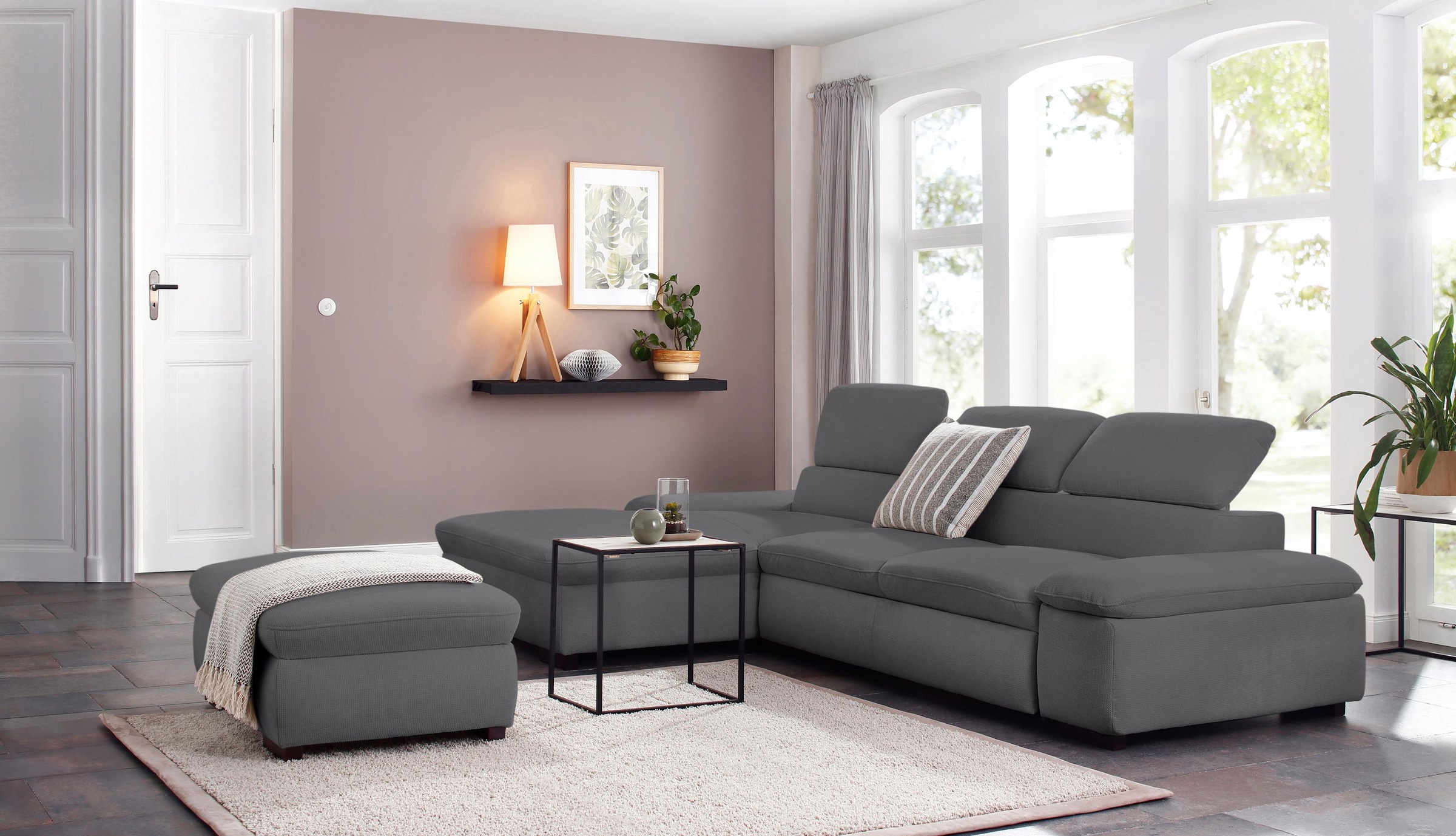 Home affaire Ecksofa »Alberto L-Form«, mit Kopfteilverstellung, wahlweise mit Bettfunktion