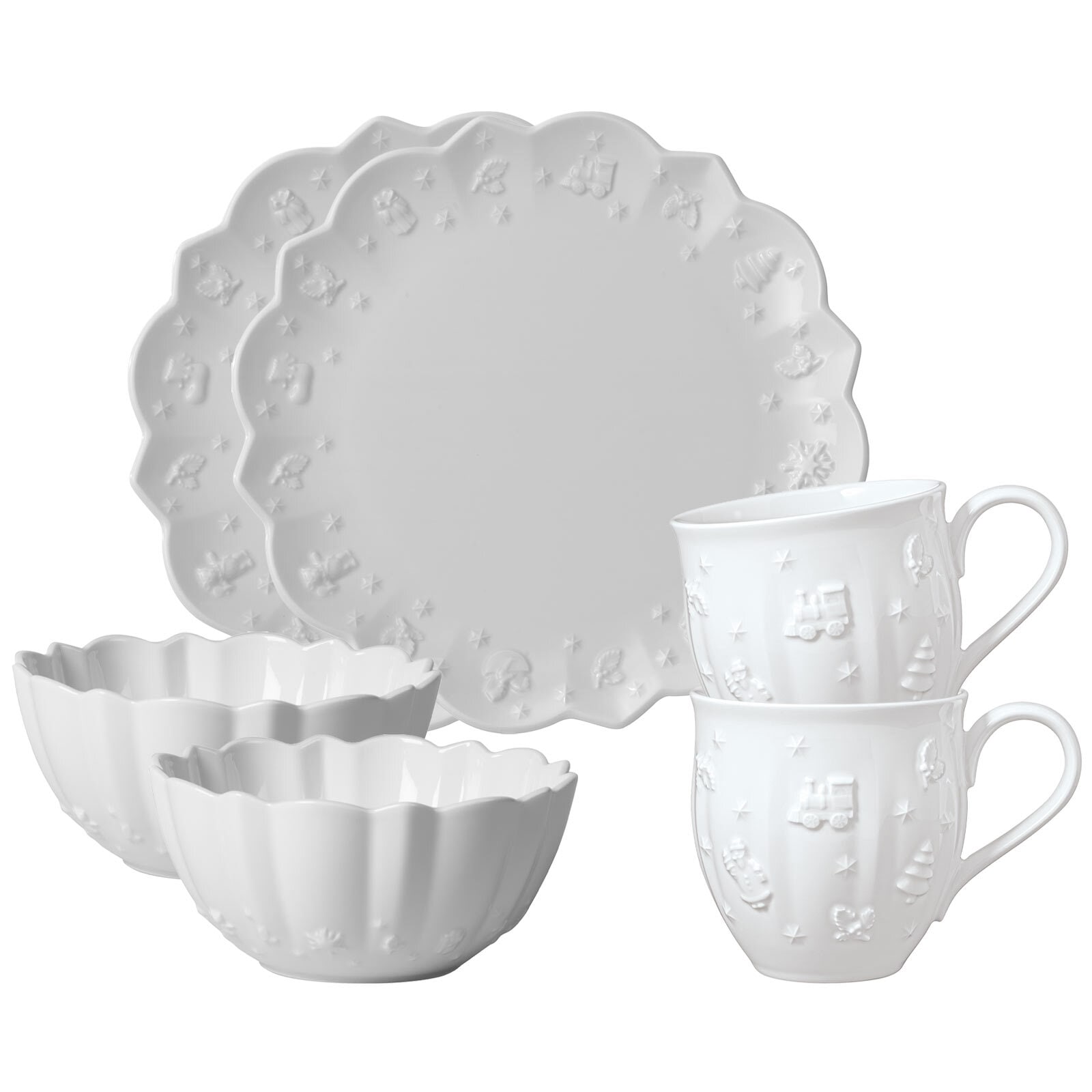 VILLEROY & BOCH Geschirr-Set "Frühstücks-Set Toy's Delight Royal Classic 6er Set weiß", 6, weiß, Geschirr-Sets, Spülmaschinengeeignet, Mikrowellenfest