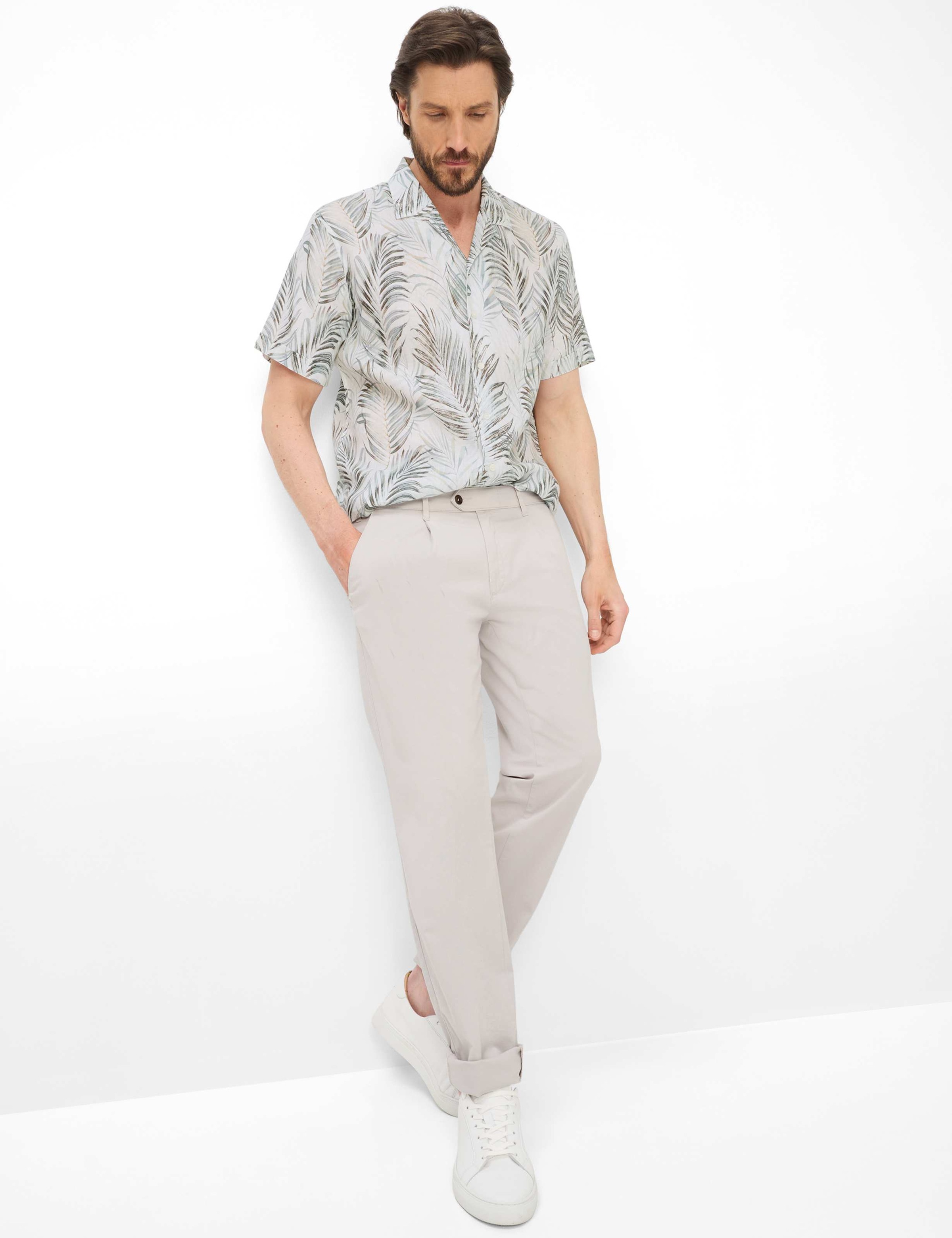 Bundfaltenhose EUREX BY BRAX "Style LUIS", Herren, Gr. 26U, Unterbauchgrößen, silberfarben, Web, 61% Baumwolle, 36% Lyocell, 3% Elasthan, Hosen 2
