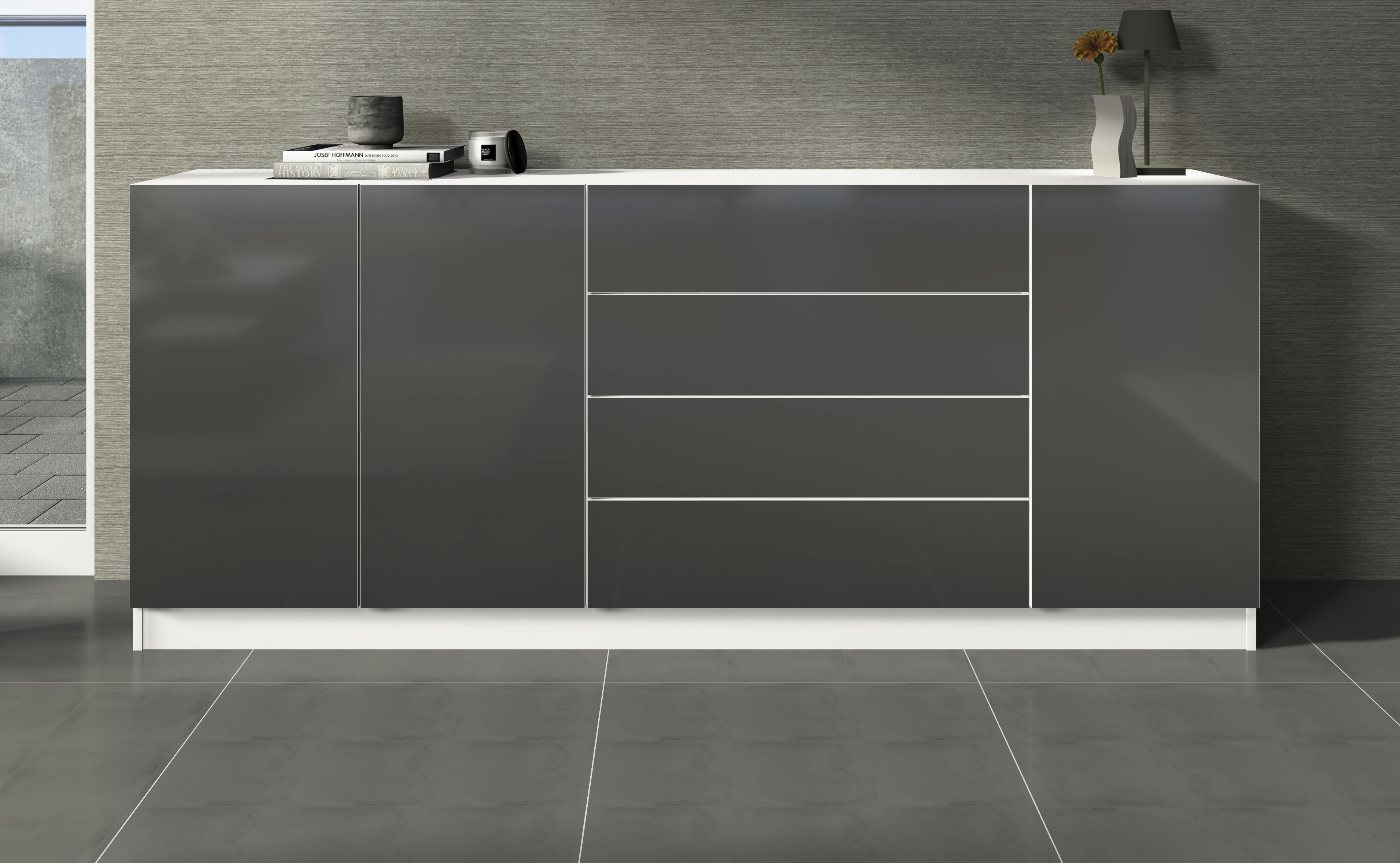 Thumbnail - borchardt Möbel Sideboard "Vaasa, Kommode mit 3 Türen und 4 Schubkästen auf Kugelführungen" Breite 190 cm