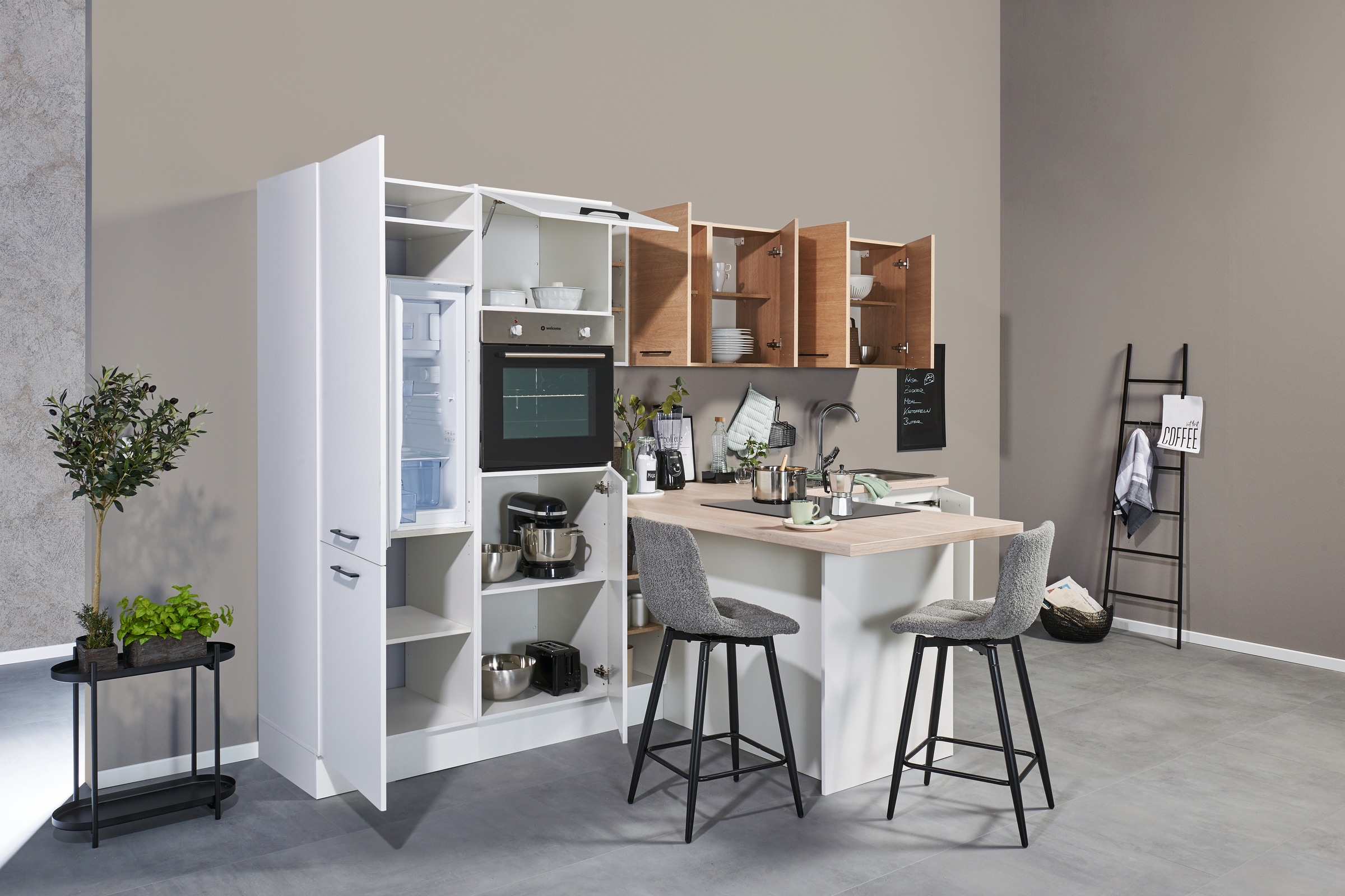 BASIC by Balculina Küchenzeile »Girona B/H/T 325x211x200 cm« Breite 325cm, wahlweise mit E-Geräte, Softclose