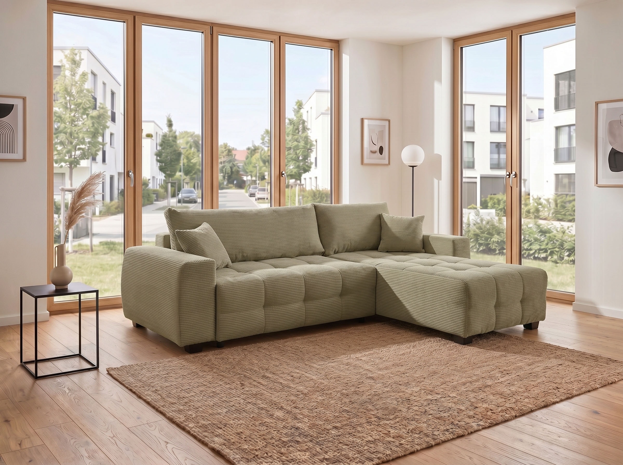 OTTO home Ecksofa "Bella Couch L-Form, B: 234 cm, Zierkissen inklusive" optional Schlaffunktion & Bettkasten, Wohnkomfort