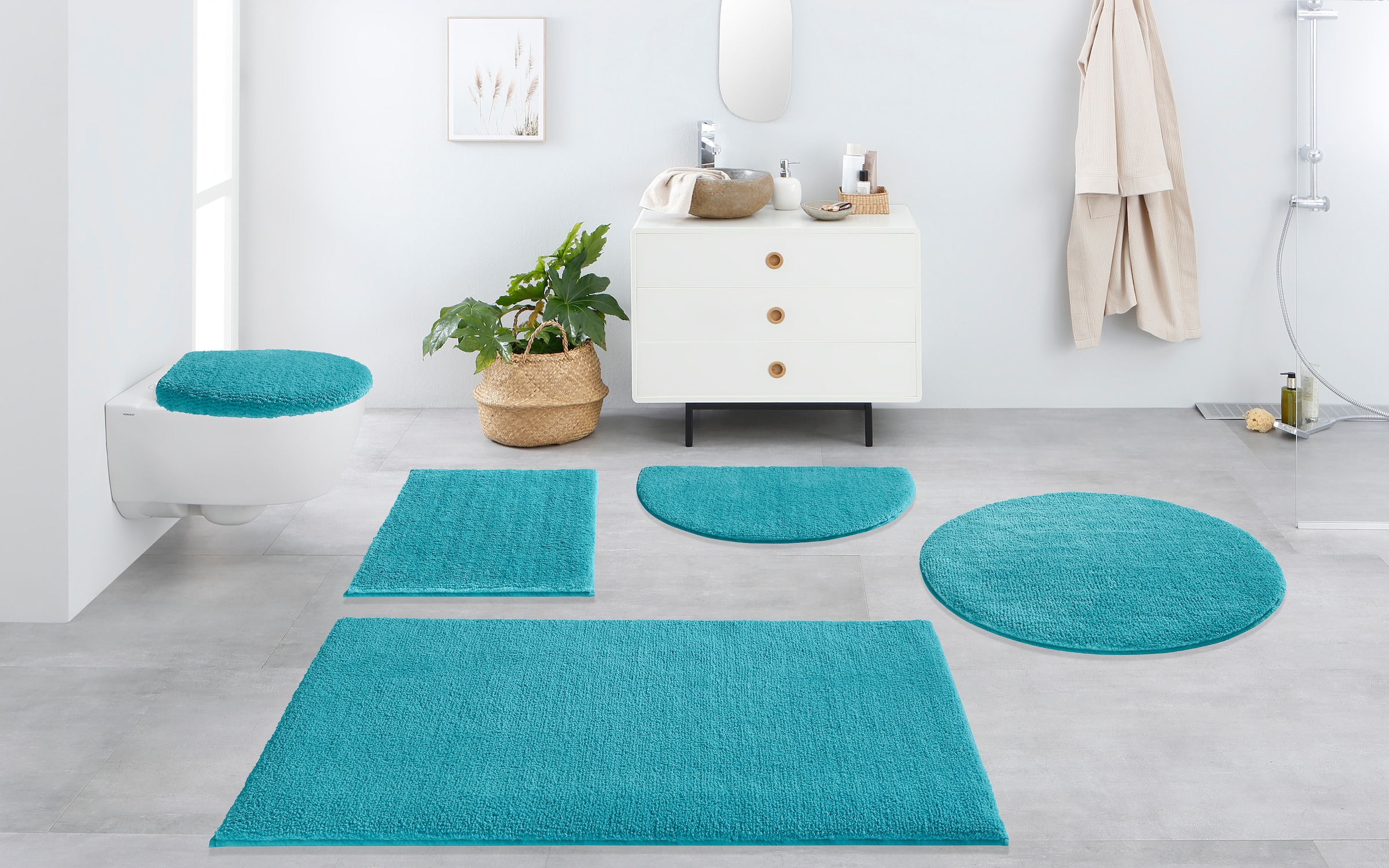 my home Badematte "Vanessa, Badvorleger, Badezimmer Teppich" Höhe 10 mm rut günstig online kaufen