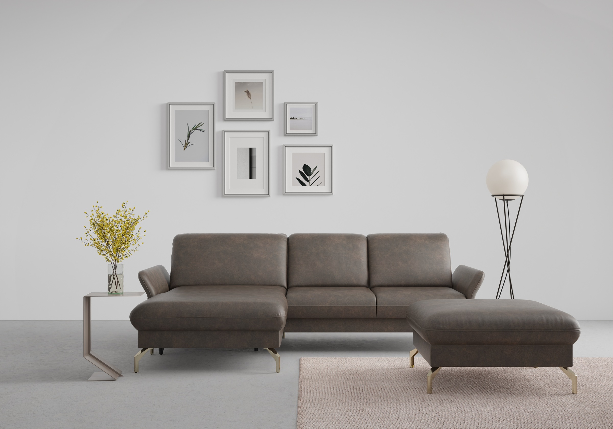 sit&more Ecksofa "Fashion L-Form" wahlweise mit Kopfteilverstellung, Vorziehsitz, motorisch, Nickelfüße