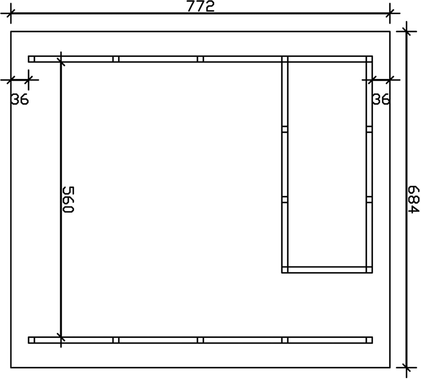 Skanholz Doppelcarport »Schwarzwald«, KVH-Fichte, 560 cm, Natur, mit Abstellraum 2, mit Dachschalung