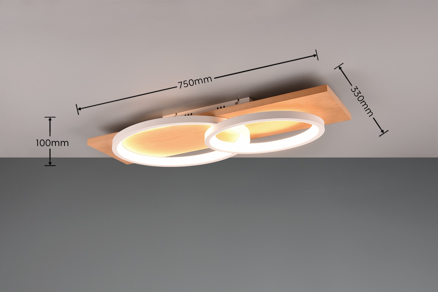 TRIO Leuchten LED Deckenleuchte »BARCA, dimmbare Deckenlampe aus Holz & Metall mit indirektem Licht«, 1 flammig, Leuchtmittel LED-Board | LED fest integriert, LED warmweiß & 3500 Lumen, für Wand- und Deckenmontage, 3 Dimmstufen