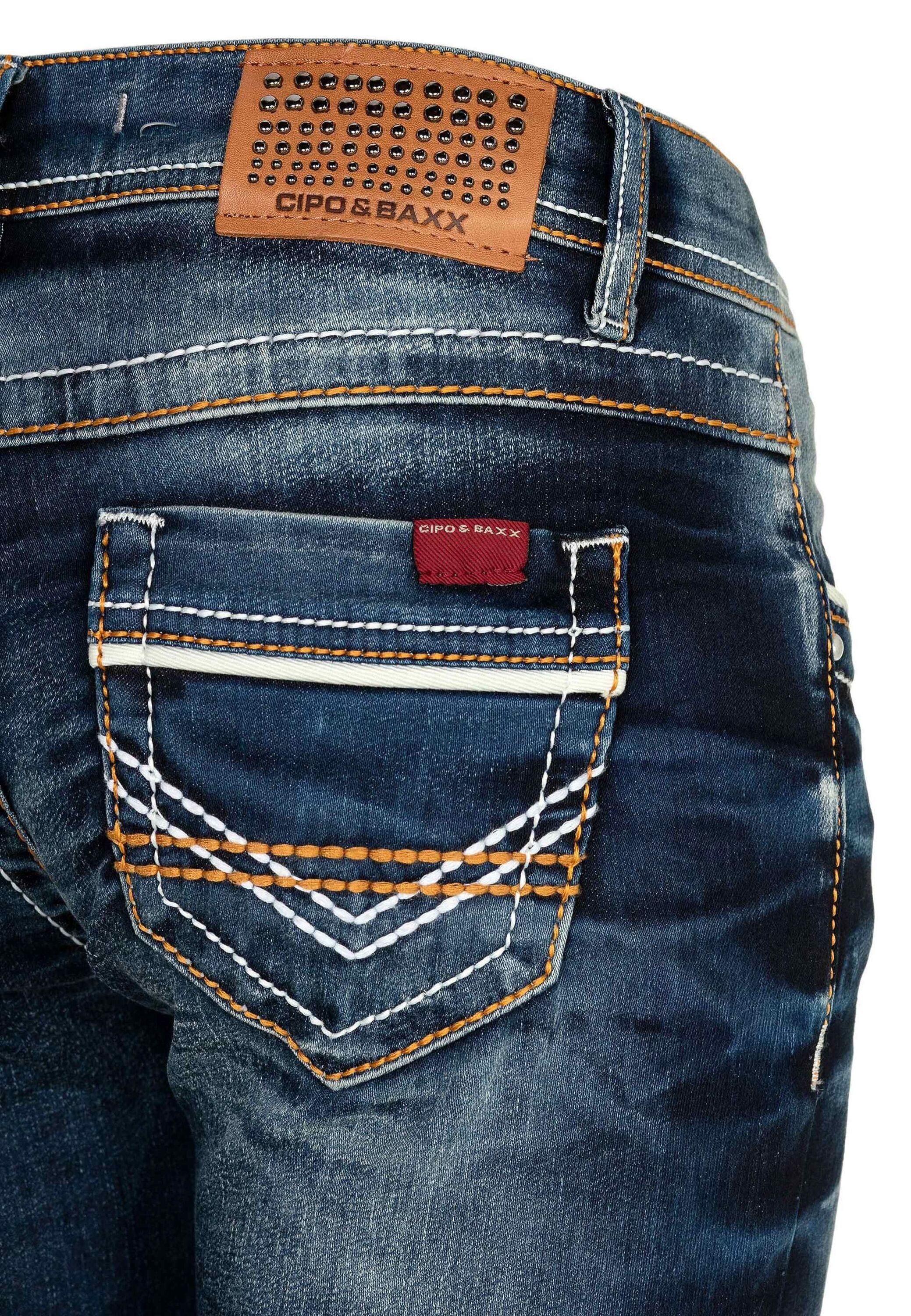 Cipo & Baxx Slim-fit-Jeans »Jeans«, mit auffällig farbigen Ziernähten, WD256