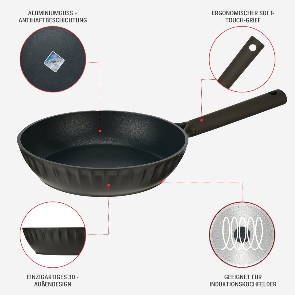 RESTO Kitchenware Bratpfanne »Ascella, antihaftbeschichtet und spülmaschinenfest«, Aluminiumguss, (1 tlg.), Induktion, für alle Herdarten geeignet