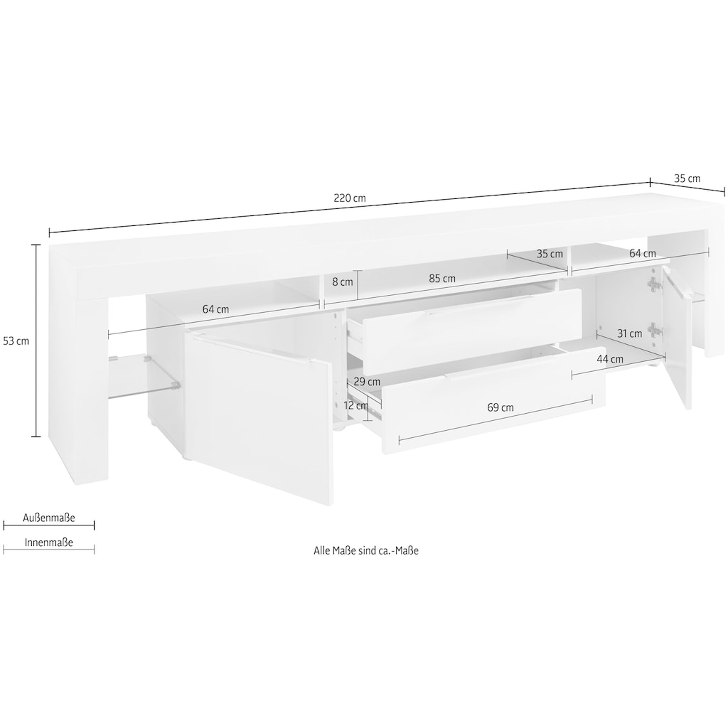 borchardt Möbel Lowboard »Lima«, Breite 220 cm