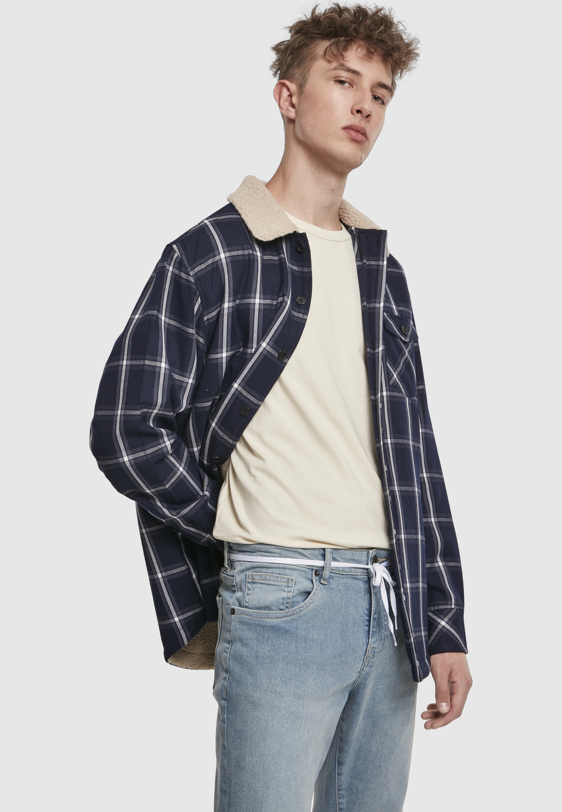 URBAN CLASSICS Kurzmantel »Urban Classics Herren Sherpa Lined Shirt Jacket«