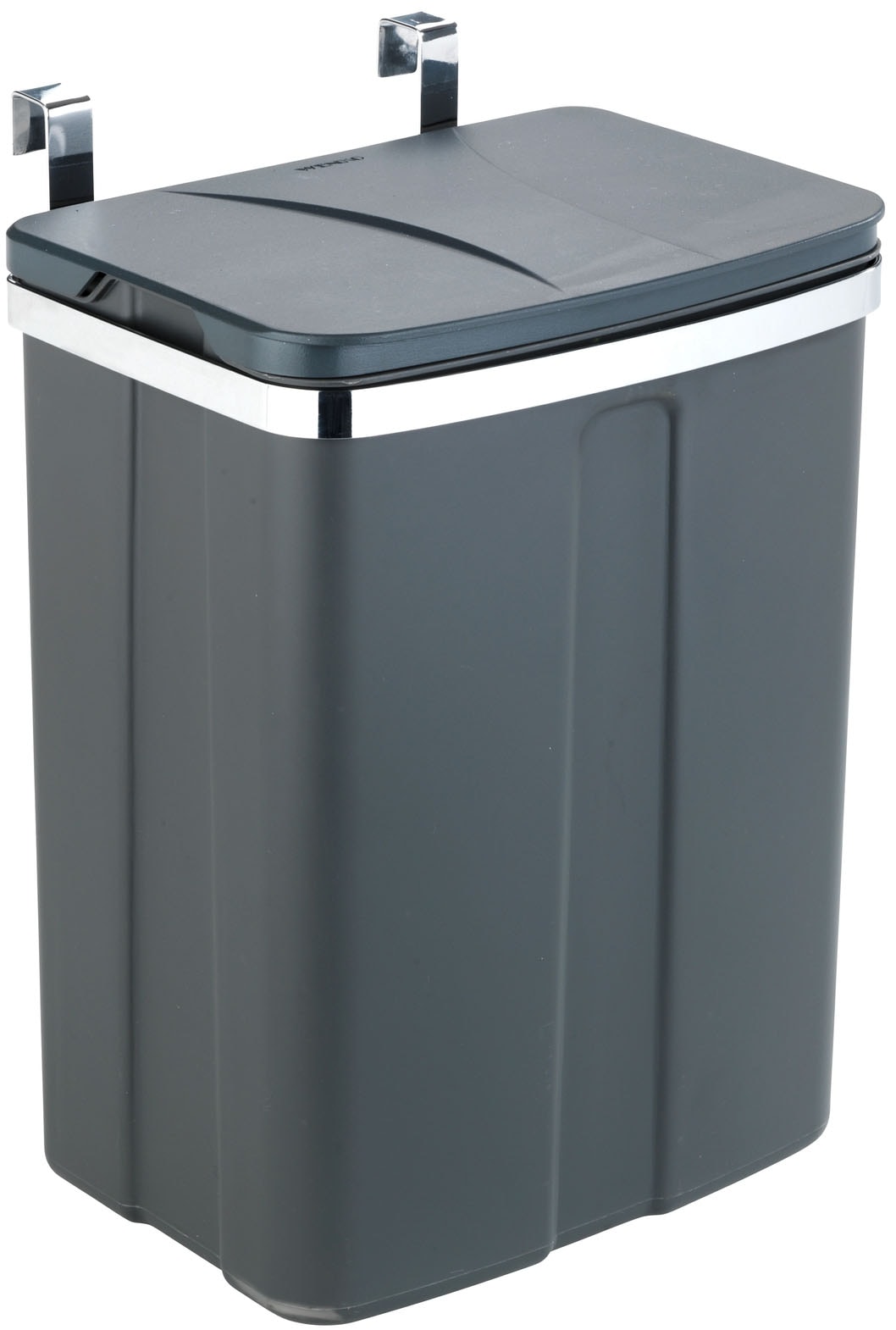 WENKO Mülleimer "Tür-Abfalleimer", B/H/T: 26cm x 34cm x 17cm, 12 l, grau, Küche, Mülleimer, zum Einhängen in Schrank und Schublade, 12 L