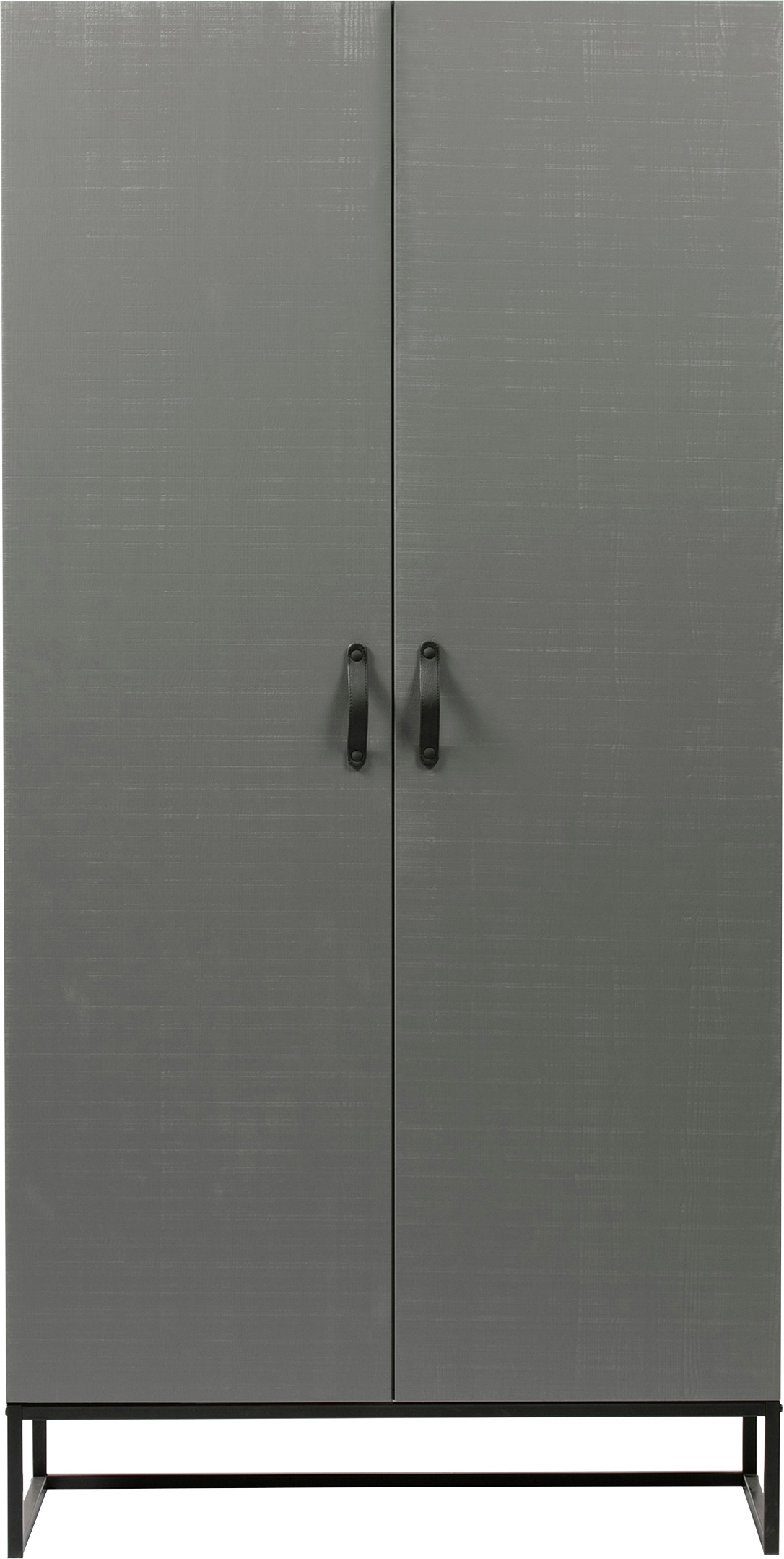 WOOOD Garderobenschrank "Morris mit FSC Massivkiefer und Metallgestell B 100 x T 53 x H 195 cm" Bandsägerau Oberfläche, Melamin-Innenraum, Hang- und Legbereich