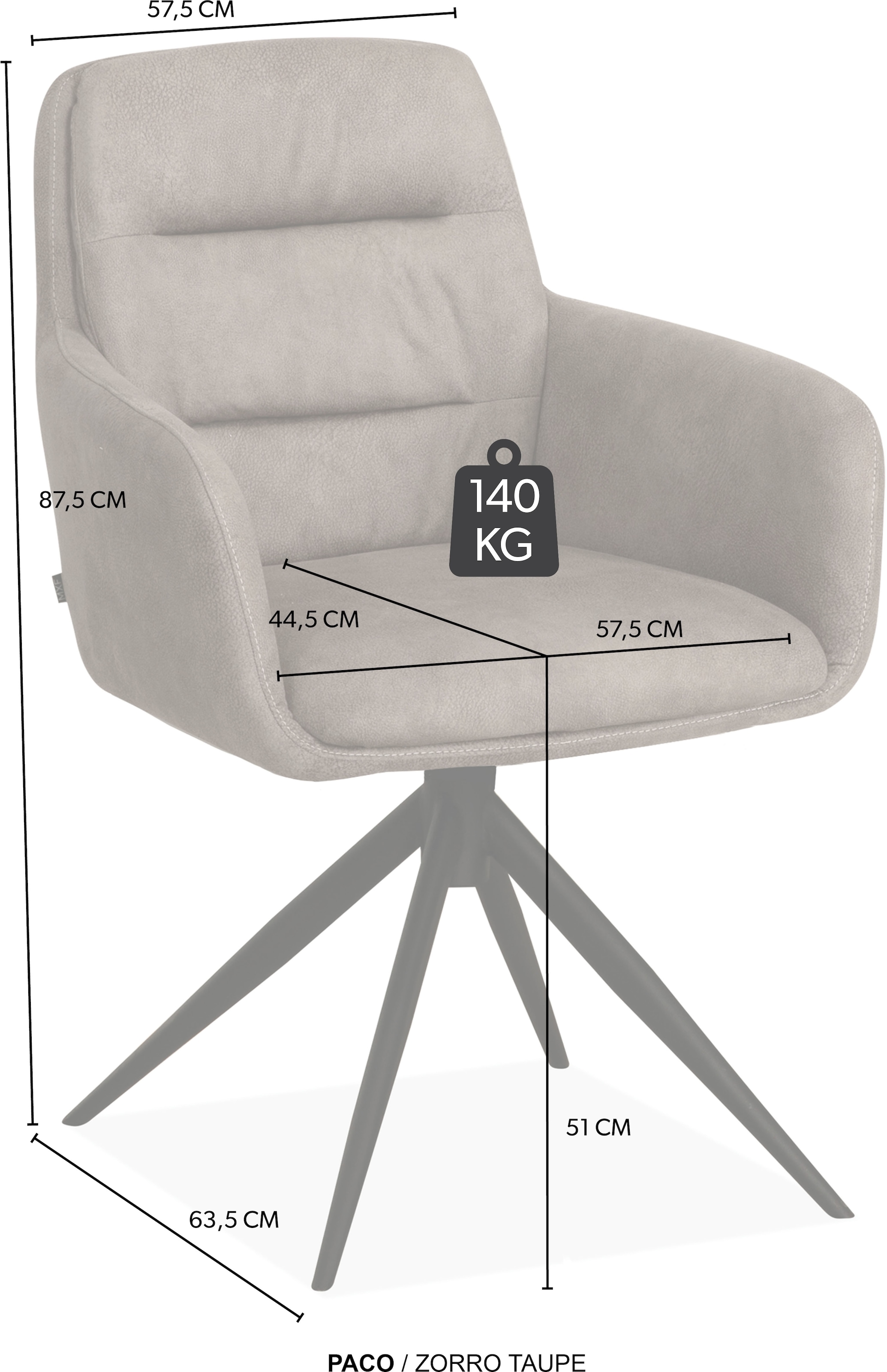 OMG Design Esszimmerstuhl »Paco« (Set) 2 Stk.Drehstuhl mit auto-return, Armlehnenstuhl