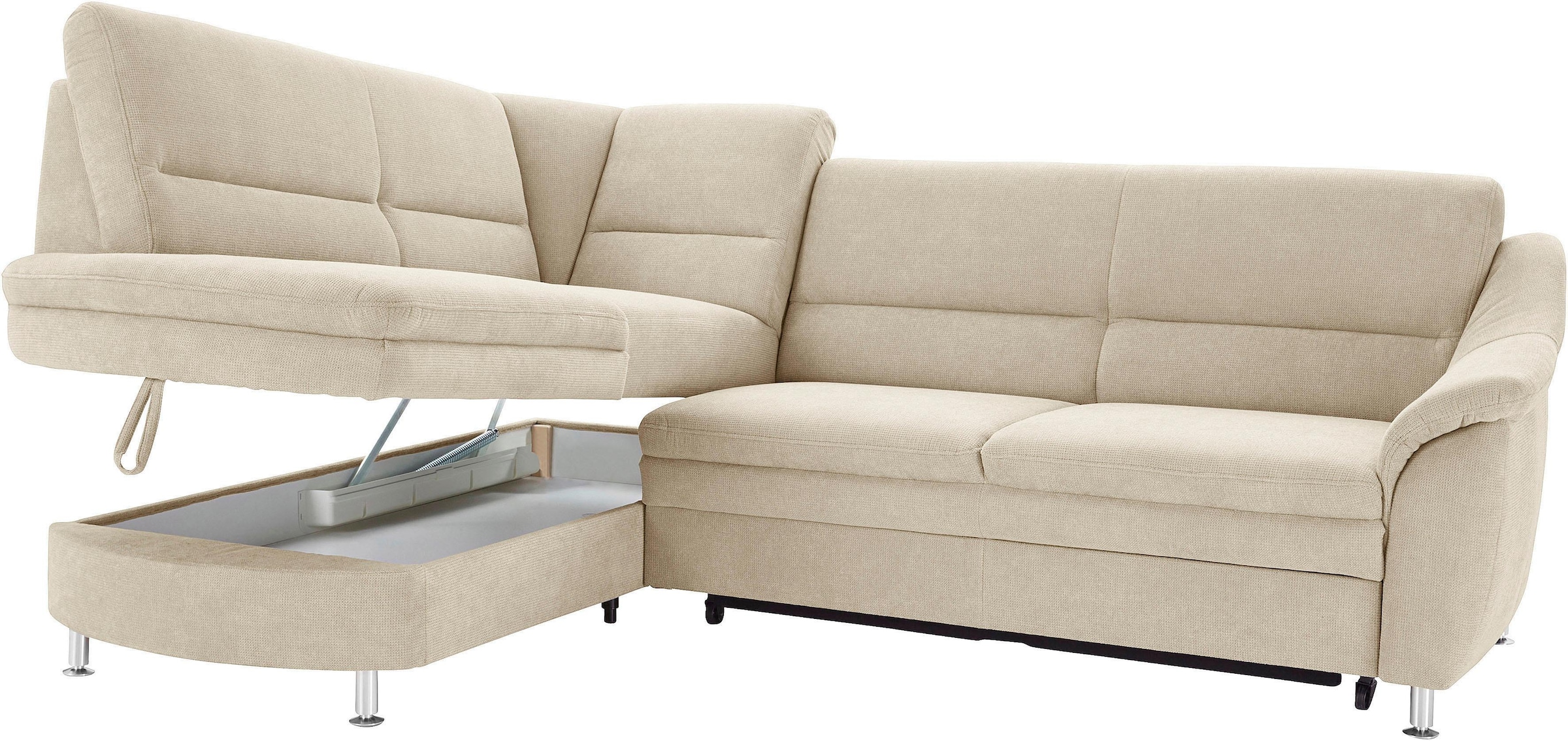 sit&more Ecksofa »Cardoso L-Form«, mit Federkern, wahlweise mit Bettfunktion und Schubkasten