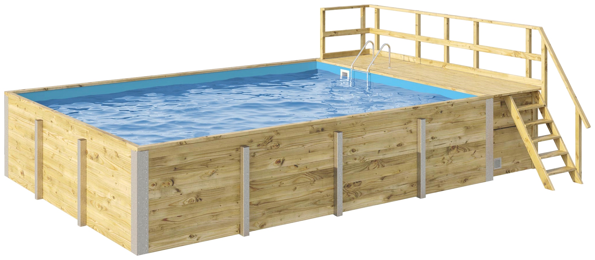 weka Rechteckpool "595 Gr. 2 mit Sonnendeck und Technikraum" BxLxH: 416x644x116 cm, verschiedene Folienfarben