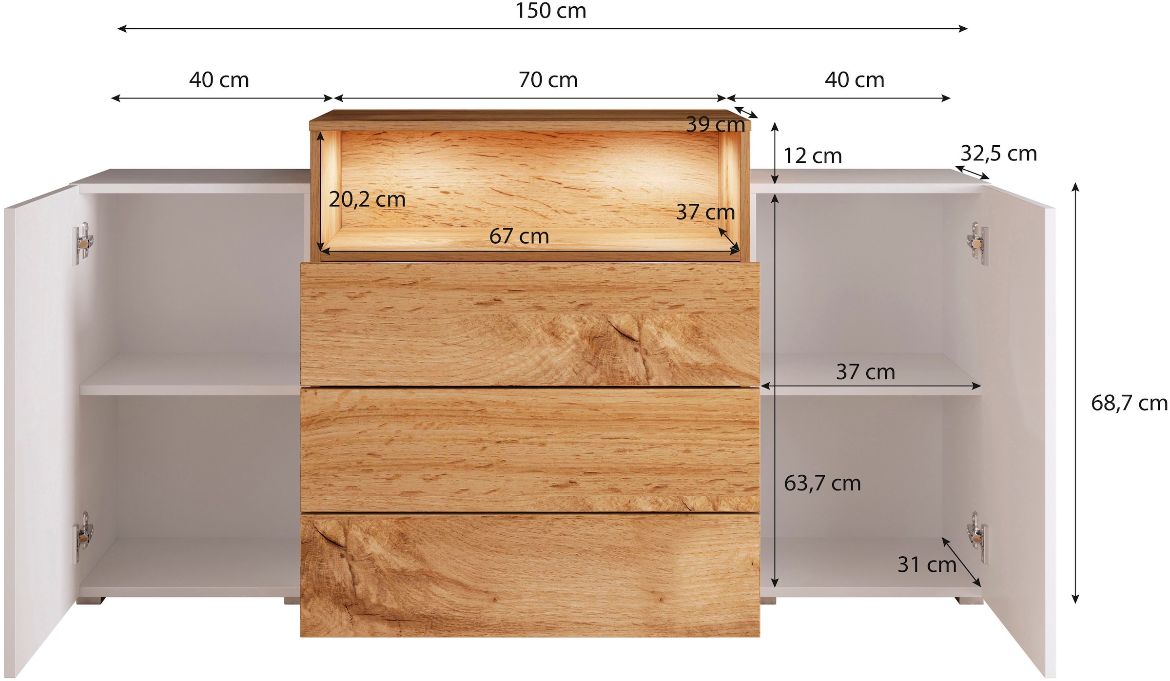 INOSIGN Sideboard »URBAN«, Breite 150 cm