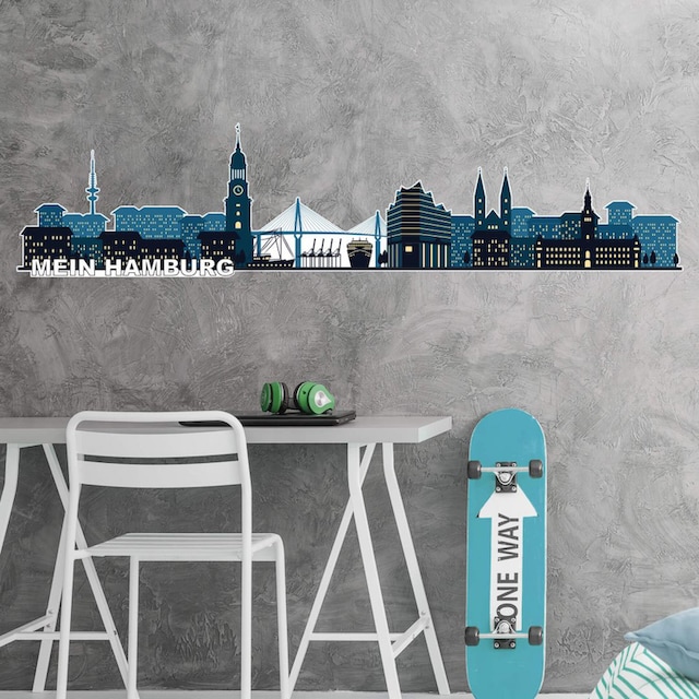 Wall-Art Wandtattoo »XXL Stadt Skyline Hamburg 120cm«, (1 St.),  selbstklebend, entfernbar | BAUR