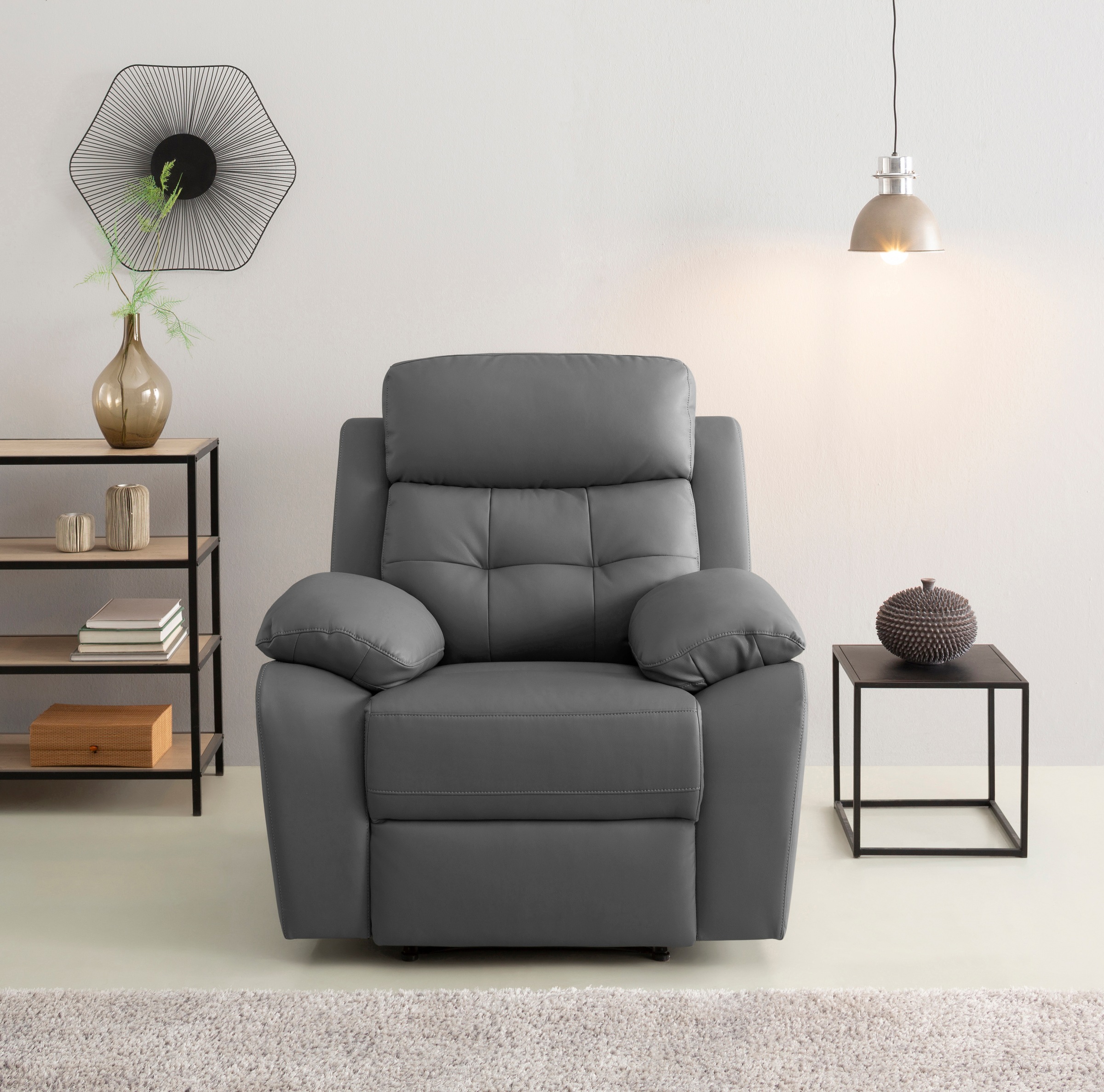 OTTO home Relaxsessel "Lannilis mit Liegefunktion, Fernsehsessel" mit manueller und elektrischer Relaxfunktion, grau