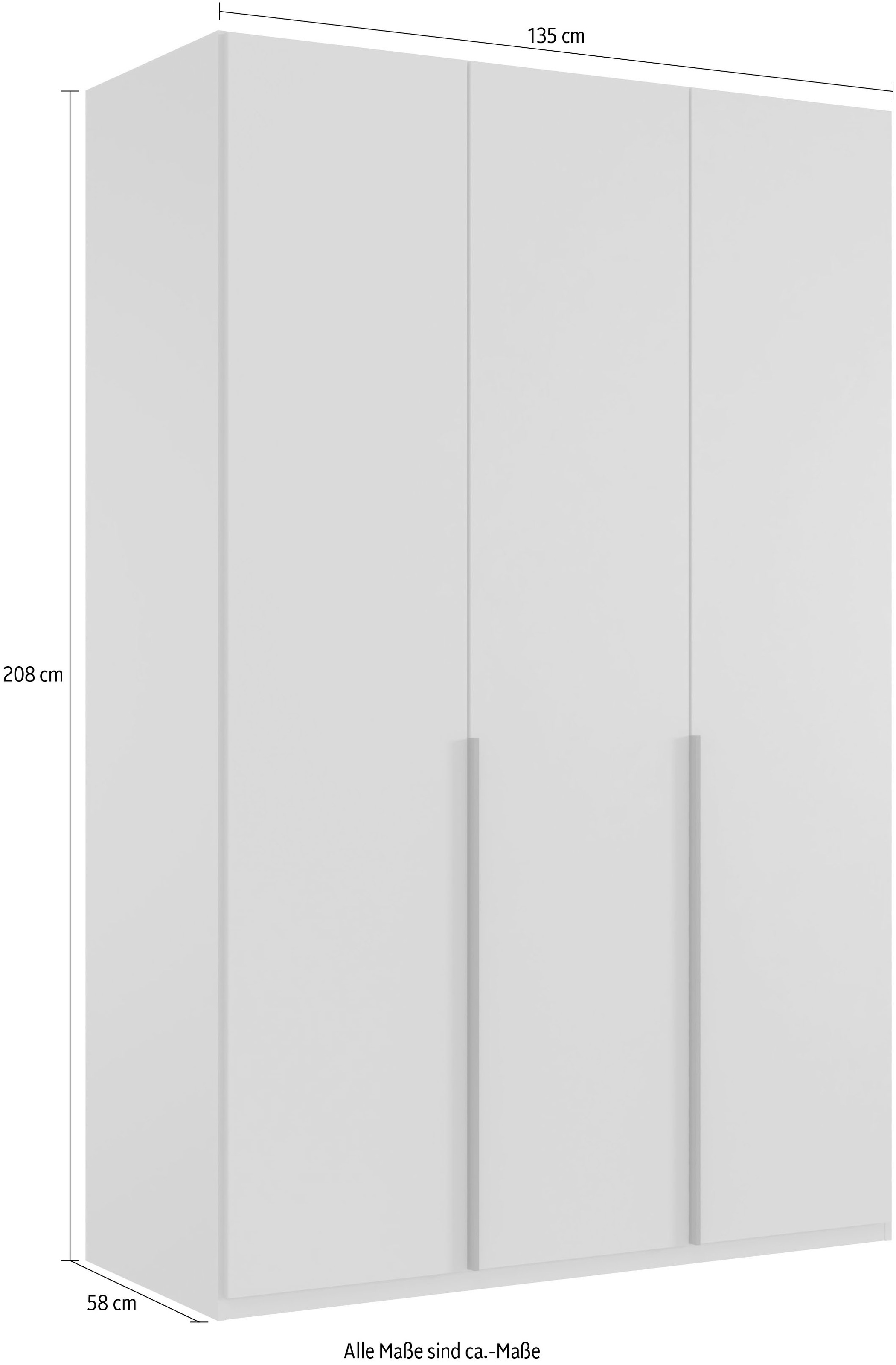 Wimex Kleiderschrank »Mugano,in 8 Breiten,3 Höhen,2 Tiefen, viele Farben, Made in Germany«, (in Basic oder Premium Ausstattung mit 2 weiteren Einlegeböden), mit langen oder kurzen Griffen aus Metall, mit oder ohne Spiegel