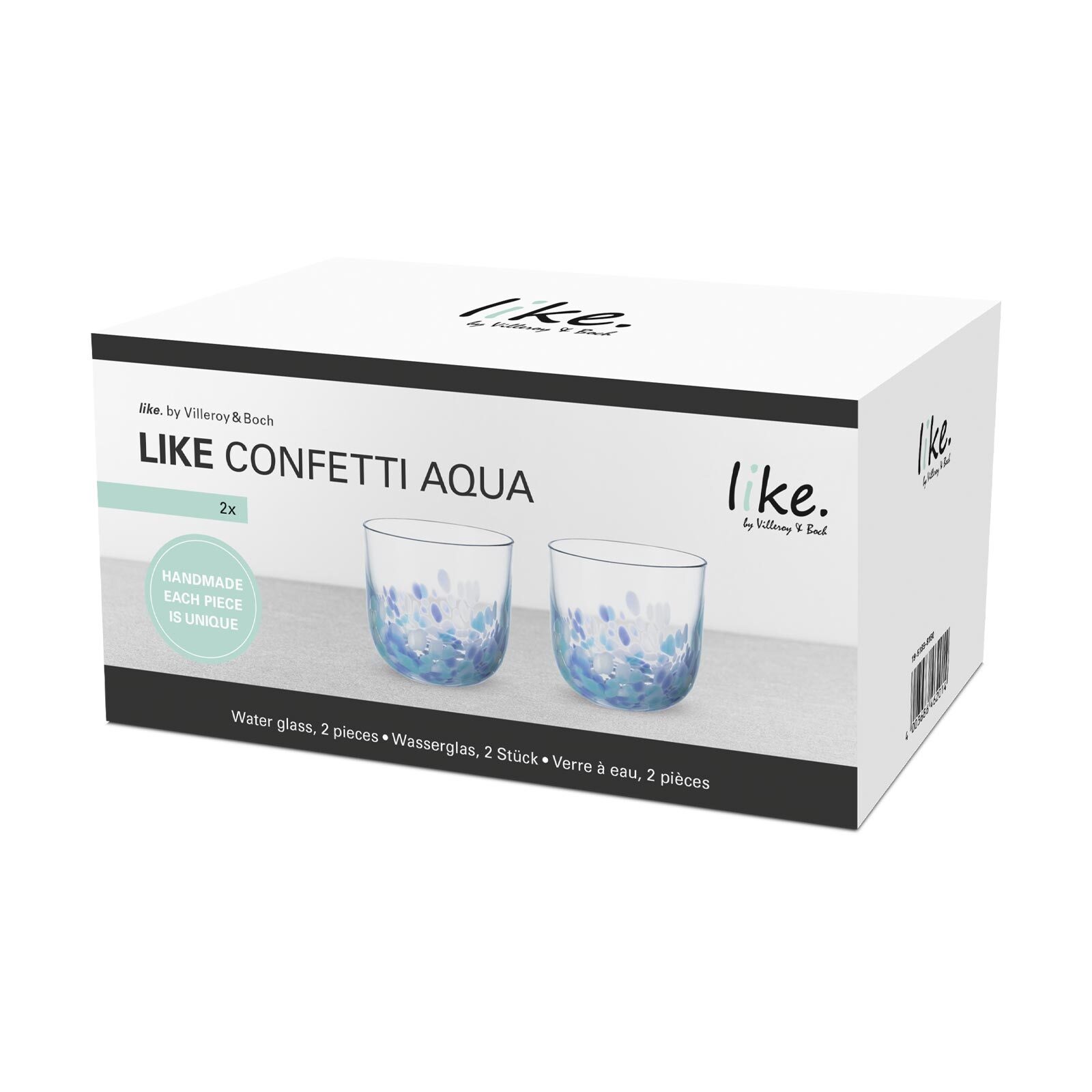 like. by Villeroy & Boch Glas »Wasserglas Like Confetti 200 ml 2er Set blau« Spülmaschinenfest