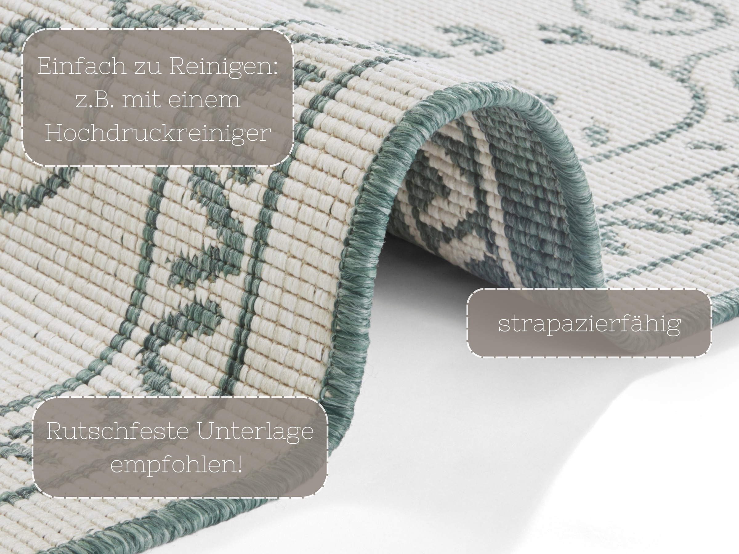 NORTHRUGS Teppich »LEYTE Wendeteppich«, rechteckig, 5 mm Höhe, In-& Outdoor, Teppich, Vintage, Wetterfest, Balkon, Garten, Wohnzimmer