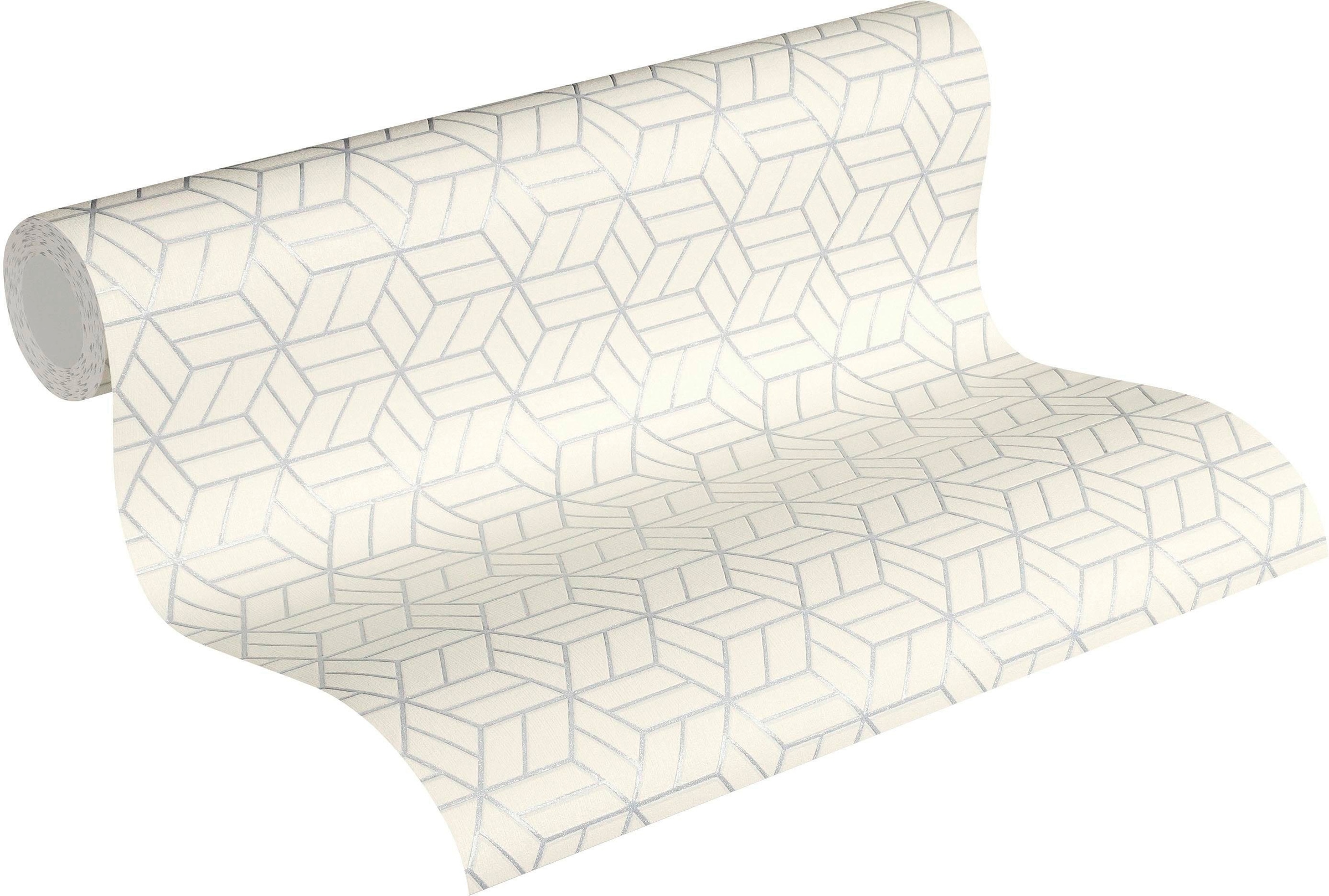living walls Vliestapete »Metropolitan Stories Lizzy London«, 3D-Optik-geometrisch-grafisch, Grafik Tapete Geometrisch Metallic Tapeten Wohnzimmer Schlafzimmer