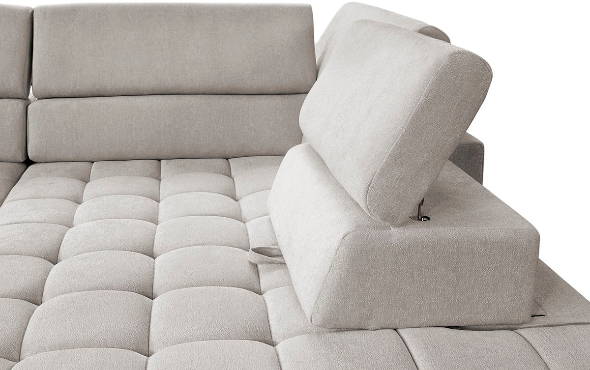 exxpo - sofa fashion Ecksofa »Elianos, hoher Sitzkomfort, aufwendige Kreuzsteppung im Sitz, L-Form« Kopfteile & Sitztiefe verstellbar, ohne Bettfunktion