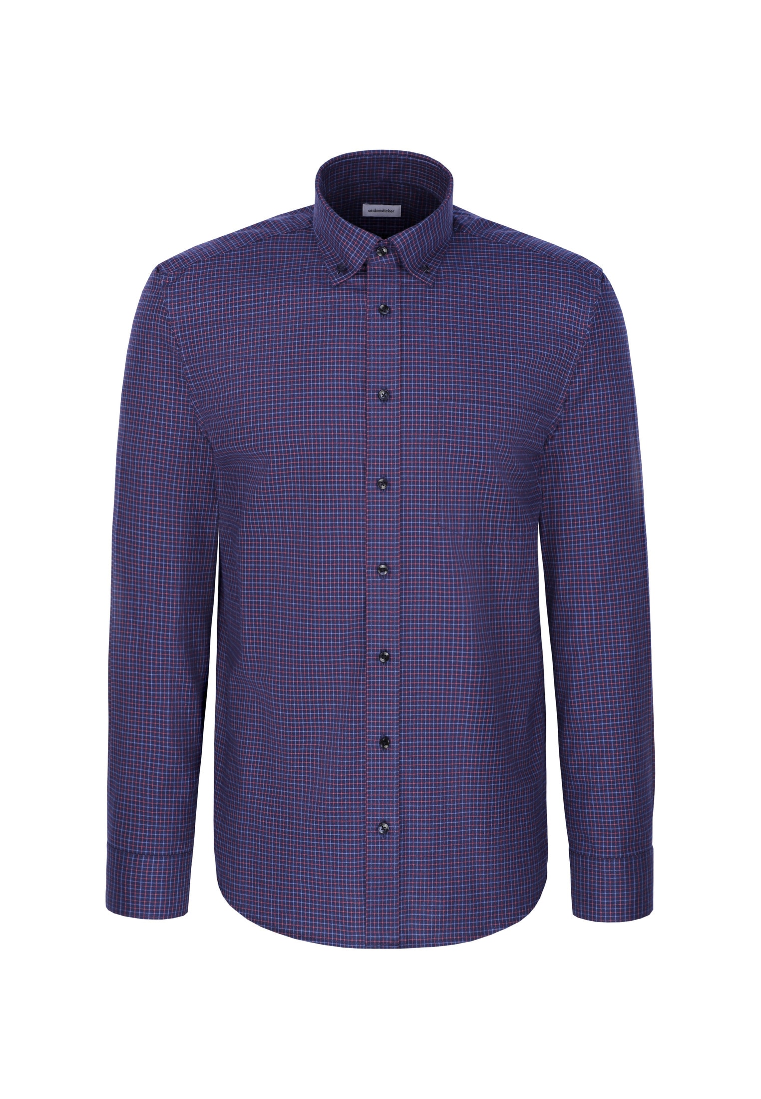 seidensticker Flanellhemd »Schwarze Rose« Regular 1/1 Button-Down-Kragen Karo