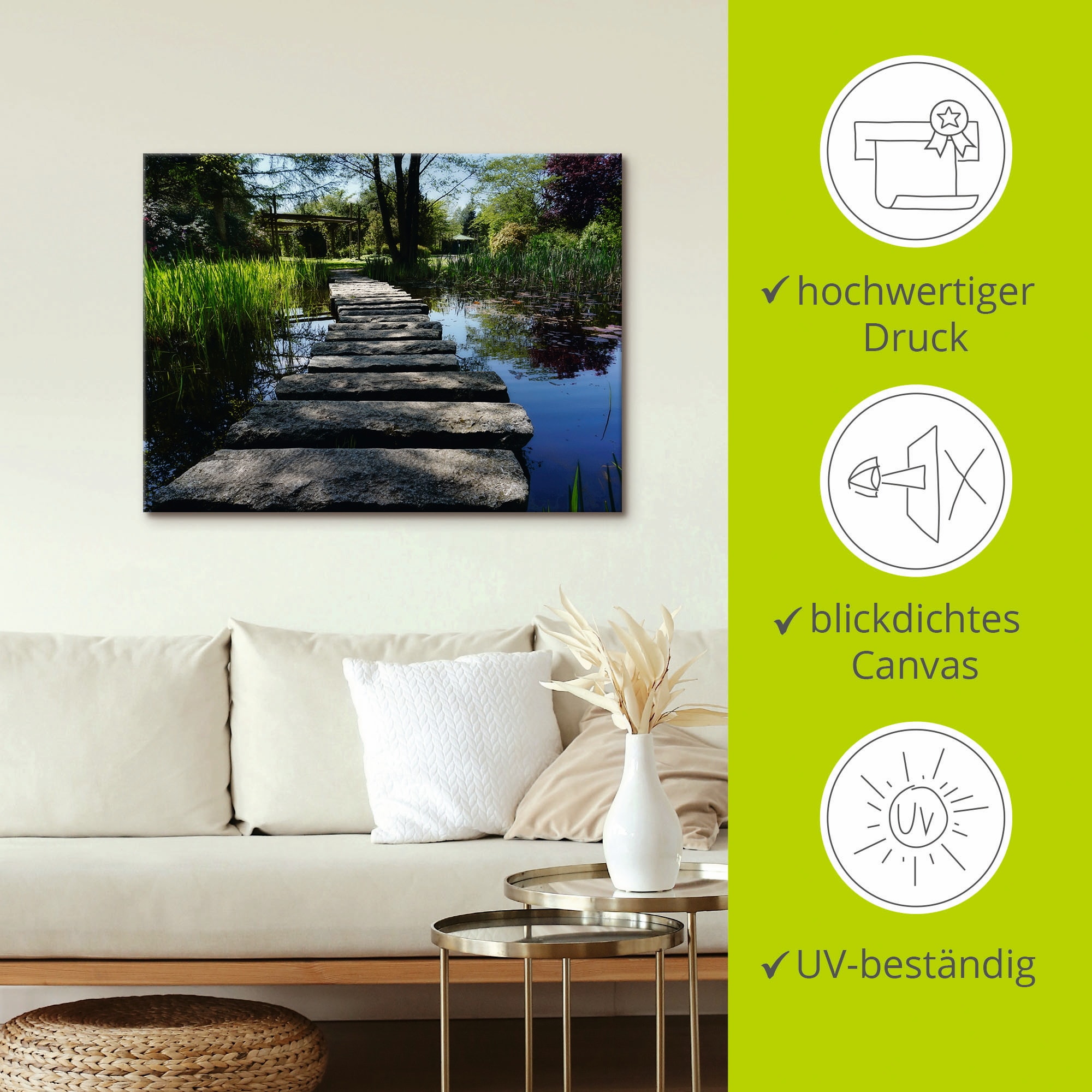 Artland Wandbild »Weg am Teich«, Gewässer, (1 St.), als Leinwandbild, Poster, Wandaufkleber in verschied. Größen