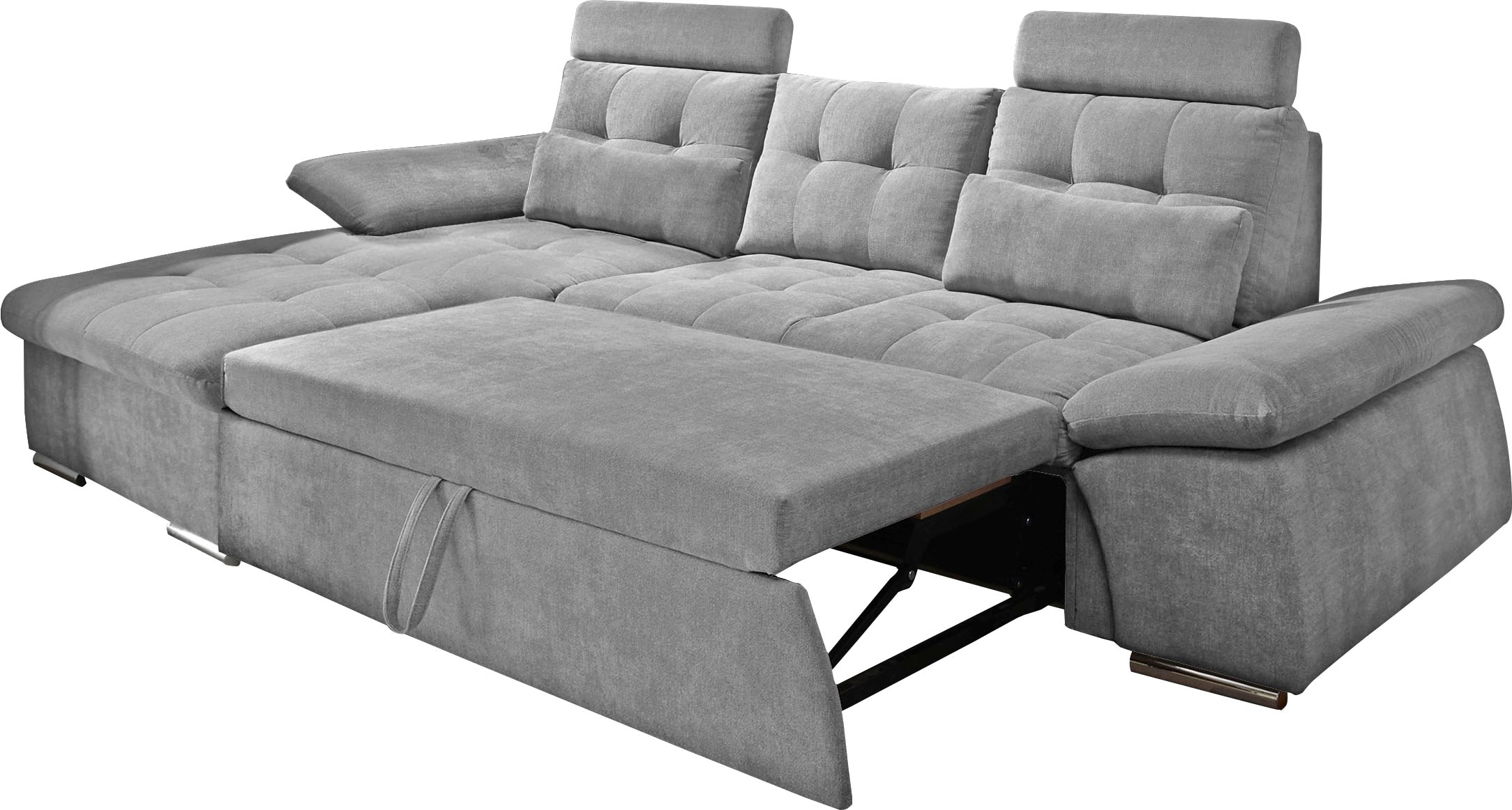 ED EXCITING DESIGN Ecksofa »Nalo L-Form«, mit Bettfunktion, Armteilverstellung, Kopfstützen & 2 Nierenkissen