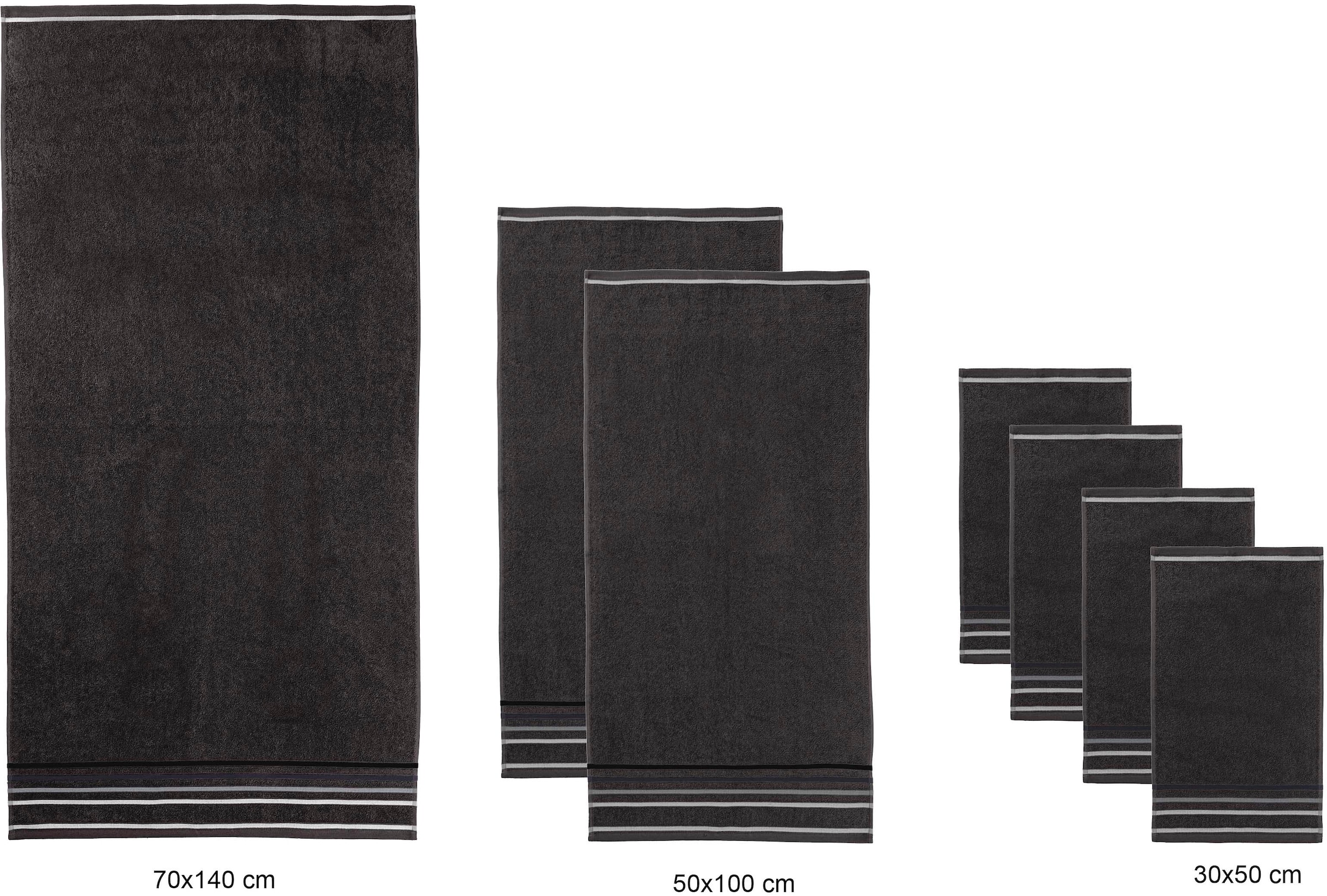 OTTO home Handtuch Set »Niki, Duschtuch, Handtücher und Gästetücher« Set Walkfrottee Handtücher mit mehrfarbiger Streifenbordüre, weich, aus 100% Baumwolle