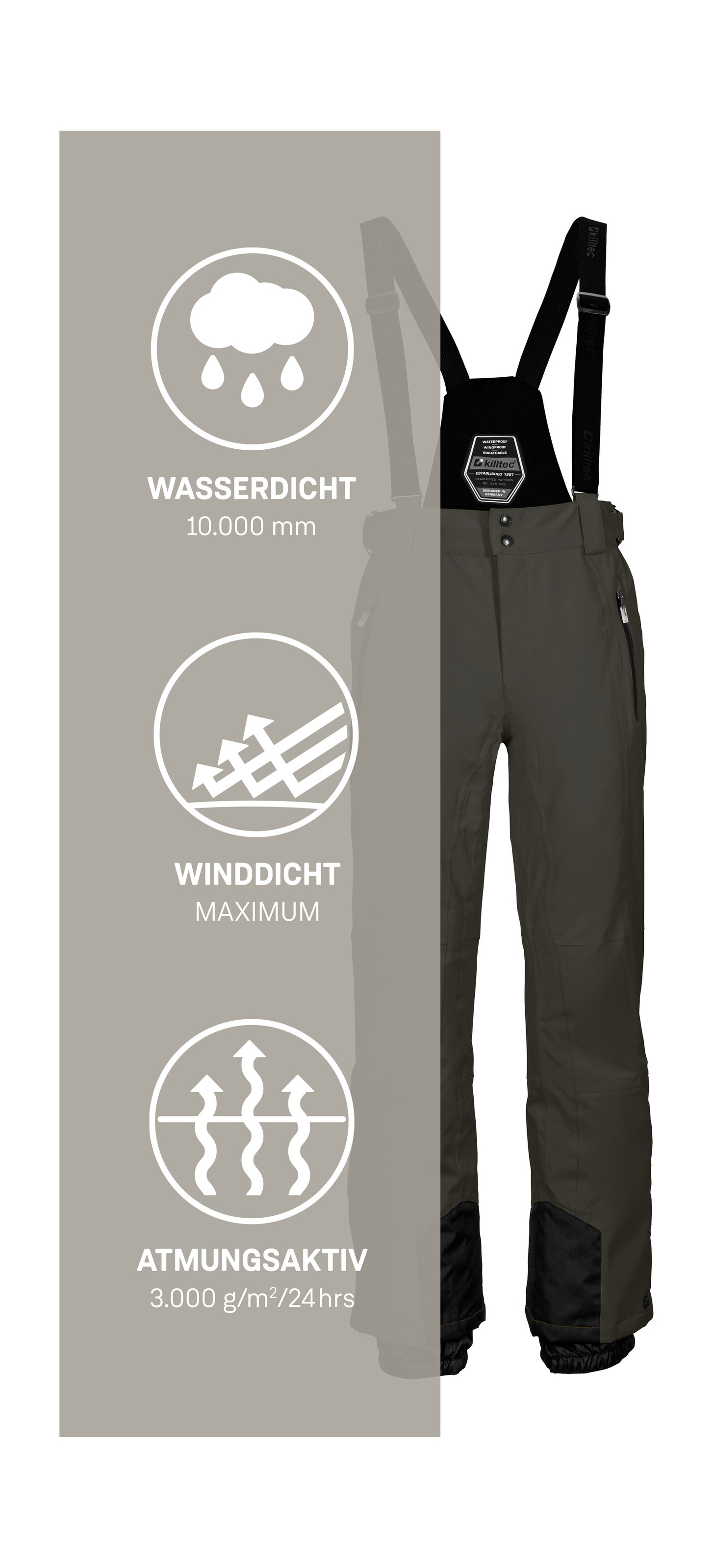 Killtec Skihose »KSW 100 ENOSH MN SKI PNTS«, Wind- und wasserdichte Skihose, verstellbar, mit Schneefängen