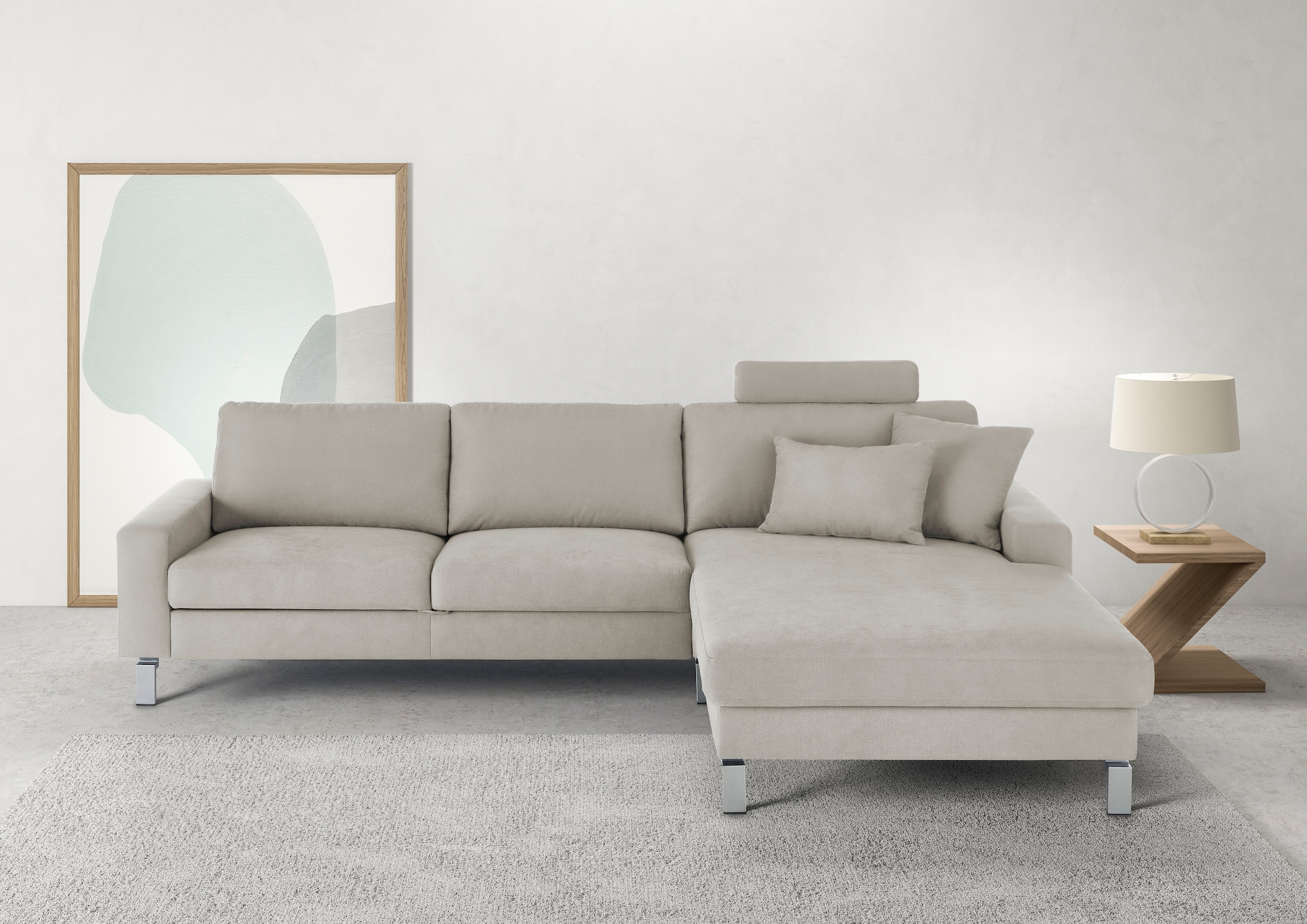 3C Candy Ecksofa "Lecce, wahlweise PUR-Schaumstoff oder Tonnentaschenfederkern" Bett im 2,5-Sitzer, teilmotorische Schlaffunktion im Longchair, L-Form