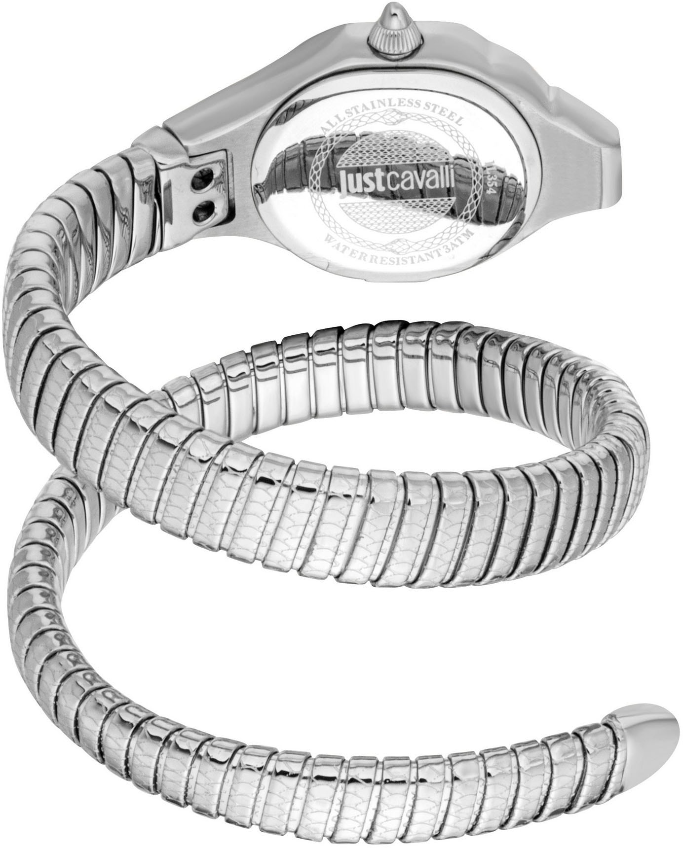 Just Cavalli Time Quarzuhr »Signature Snake«, Armbanduhr, Damenuhr, Edelstahlarmband, analog, Kristallsteine