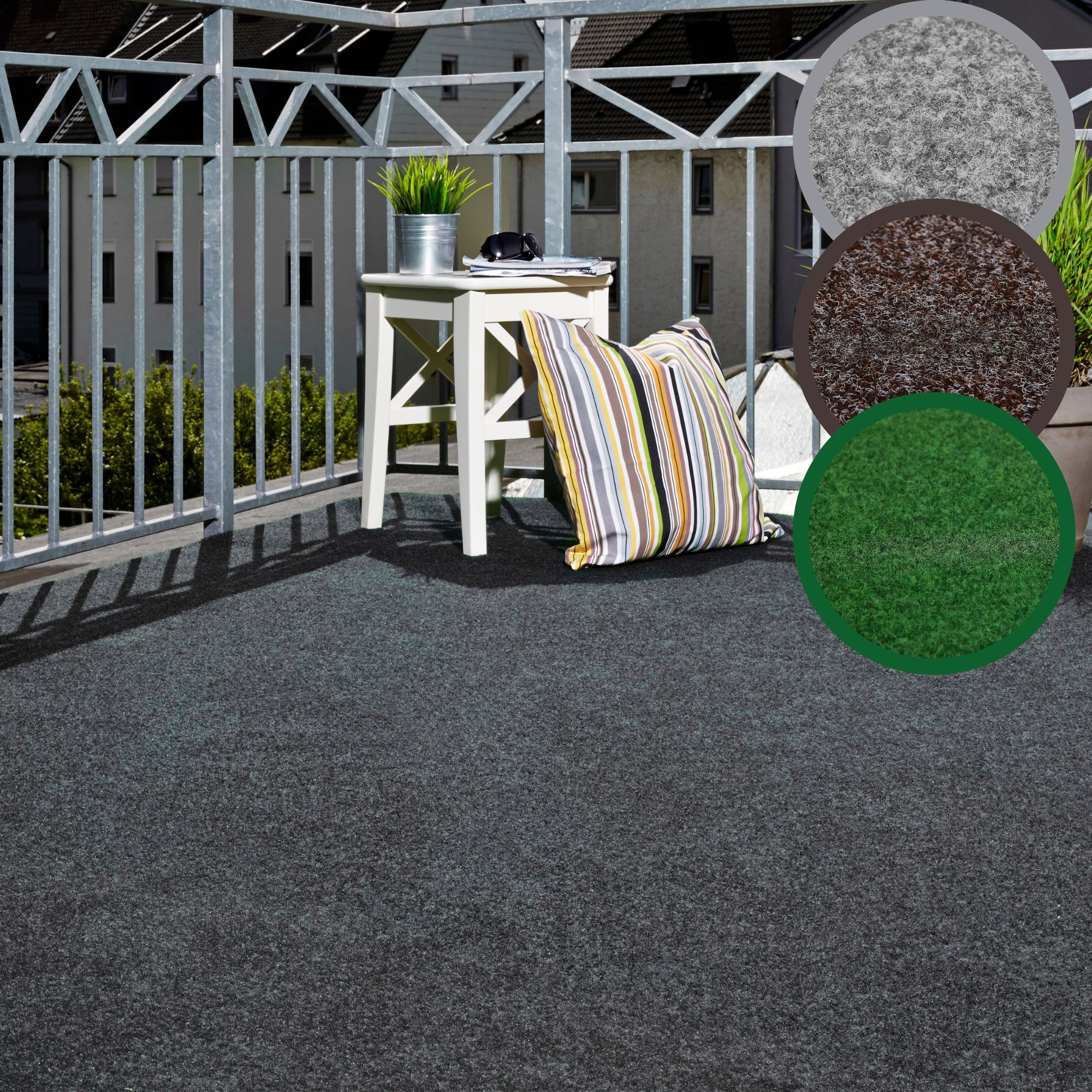 ANDIAMO Kunstrasen "Aberdeen, Made in Belgium", B : 200cm 1 Stk., 10mm, L: 300cm, grau, Garten, Teppiche, aus Nadelfilz, mit Drainagenoppen, für