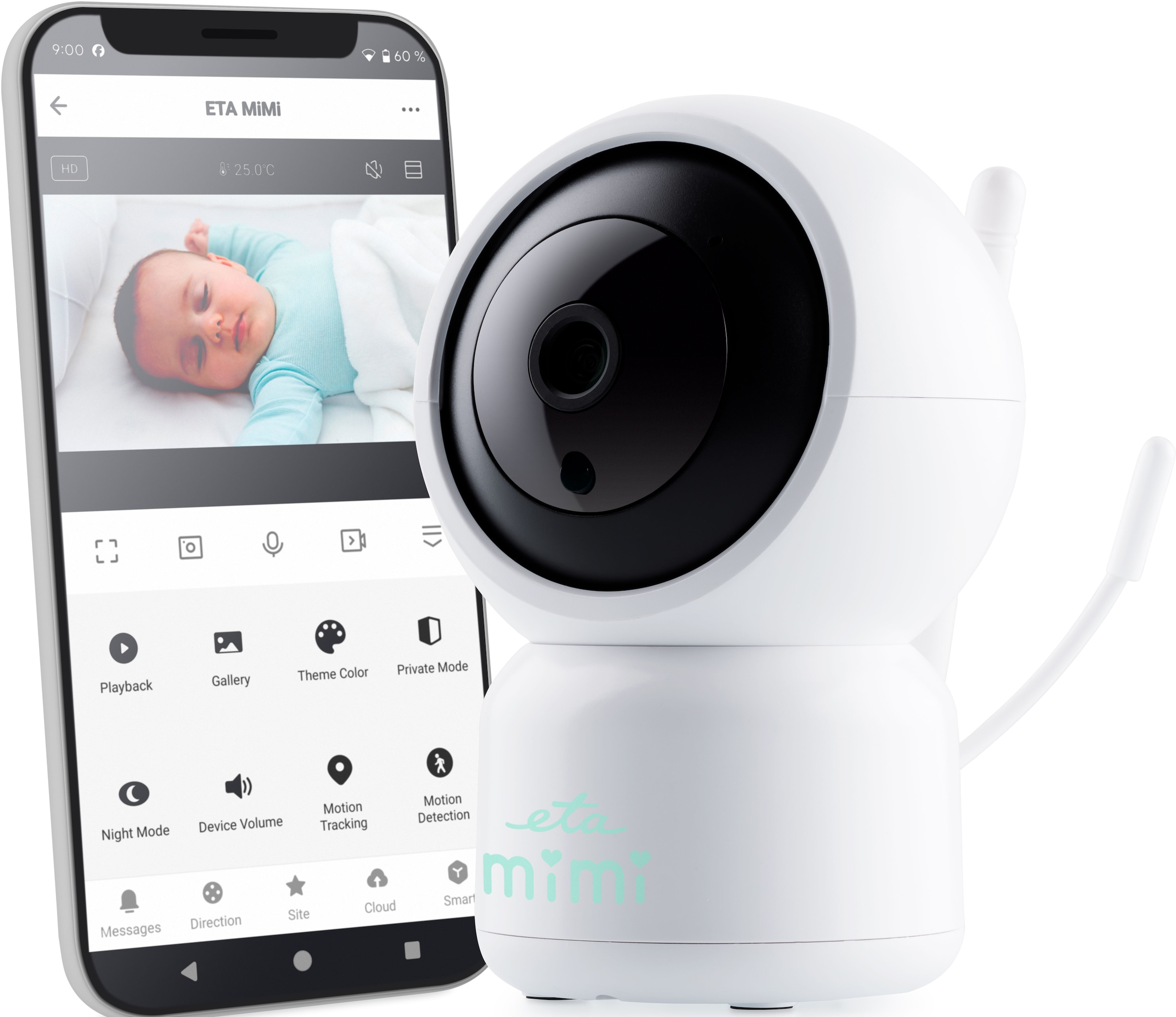 Babyphone »Smartes Babyphone ETA Mimi«, Smart App, 6 voreingestellte Schlaflieder,...